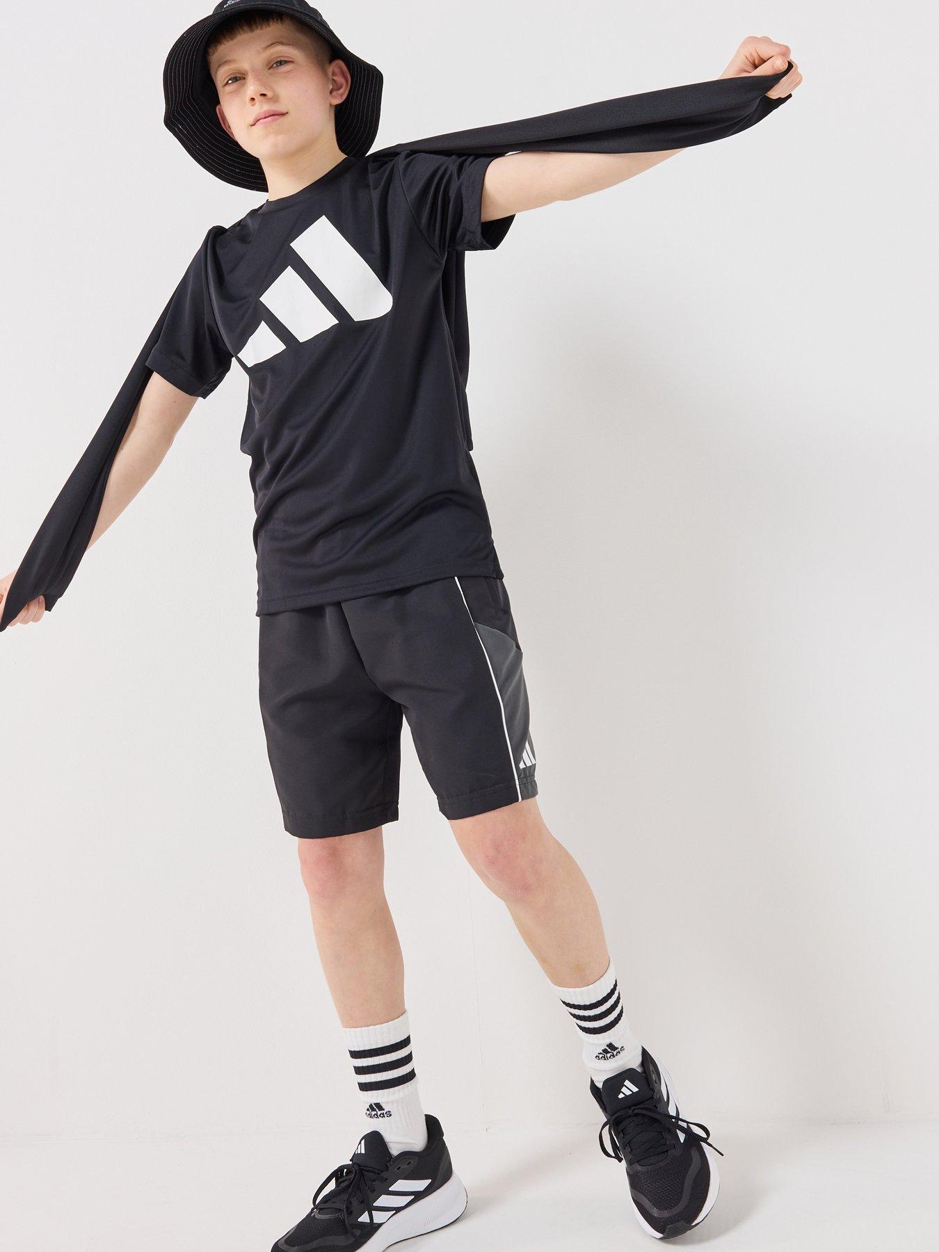 Image 4 of 6 of adidas Sportswear Junior Unisex Color Block Woven Shorts - Black