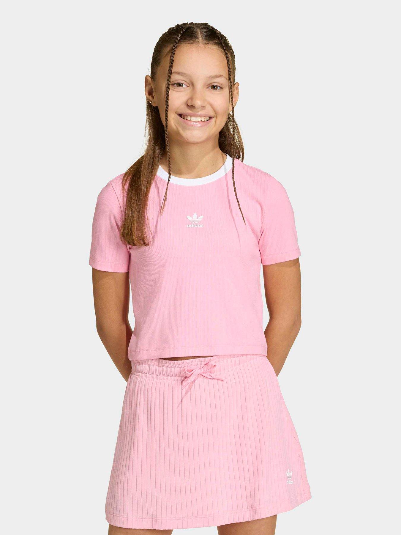 adidas Originals Junior Girl's Tight Mini Rib T-Shirt, Ltpink, Size 14-15 Years
