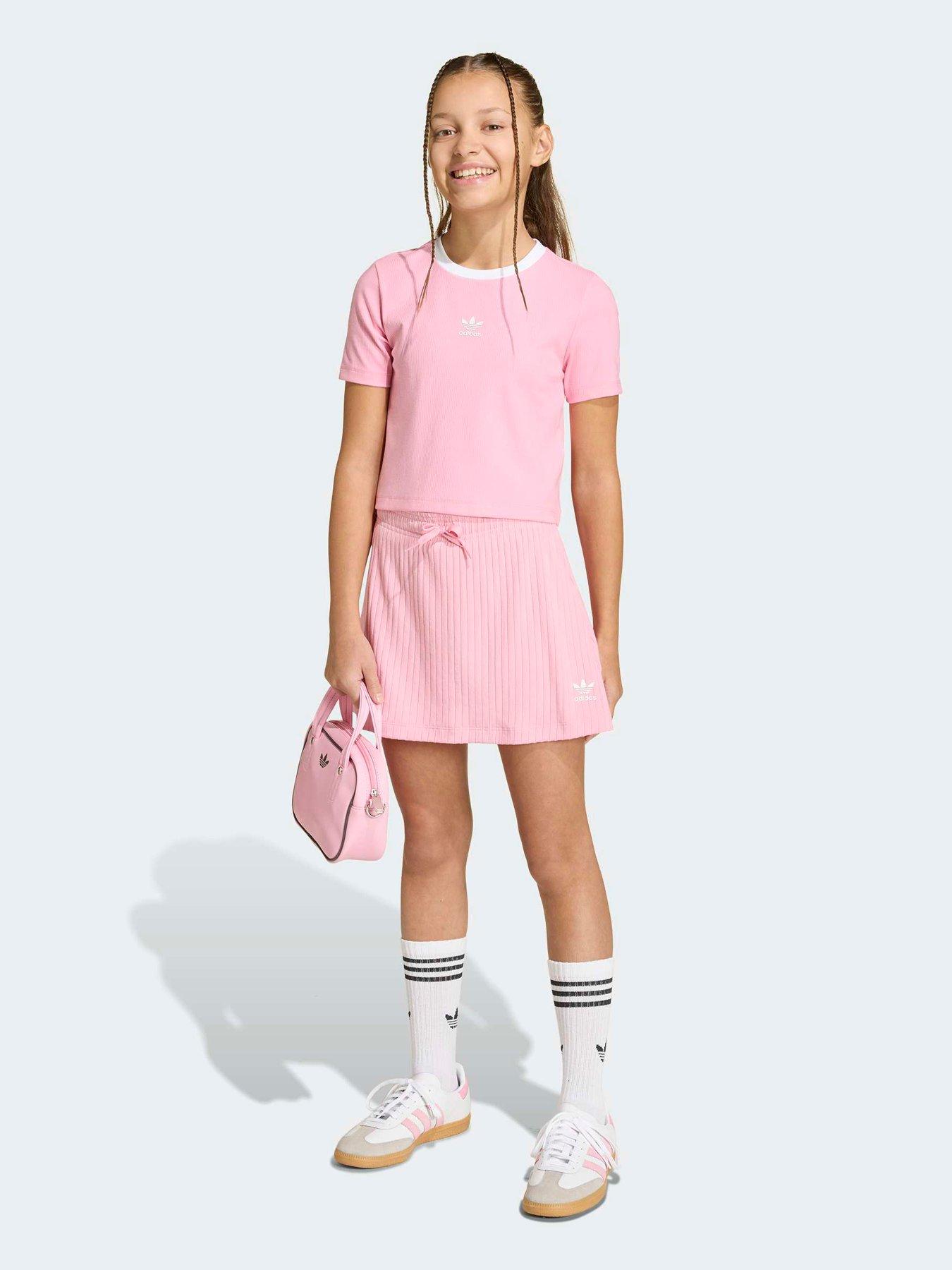Image 3 of 6 of adidas Originals Junior Girl's Tight Mini Rib T-Shirt - Pink