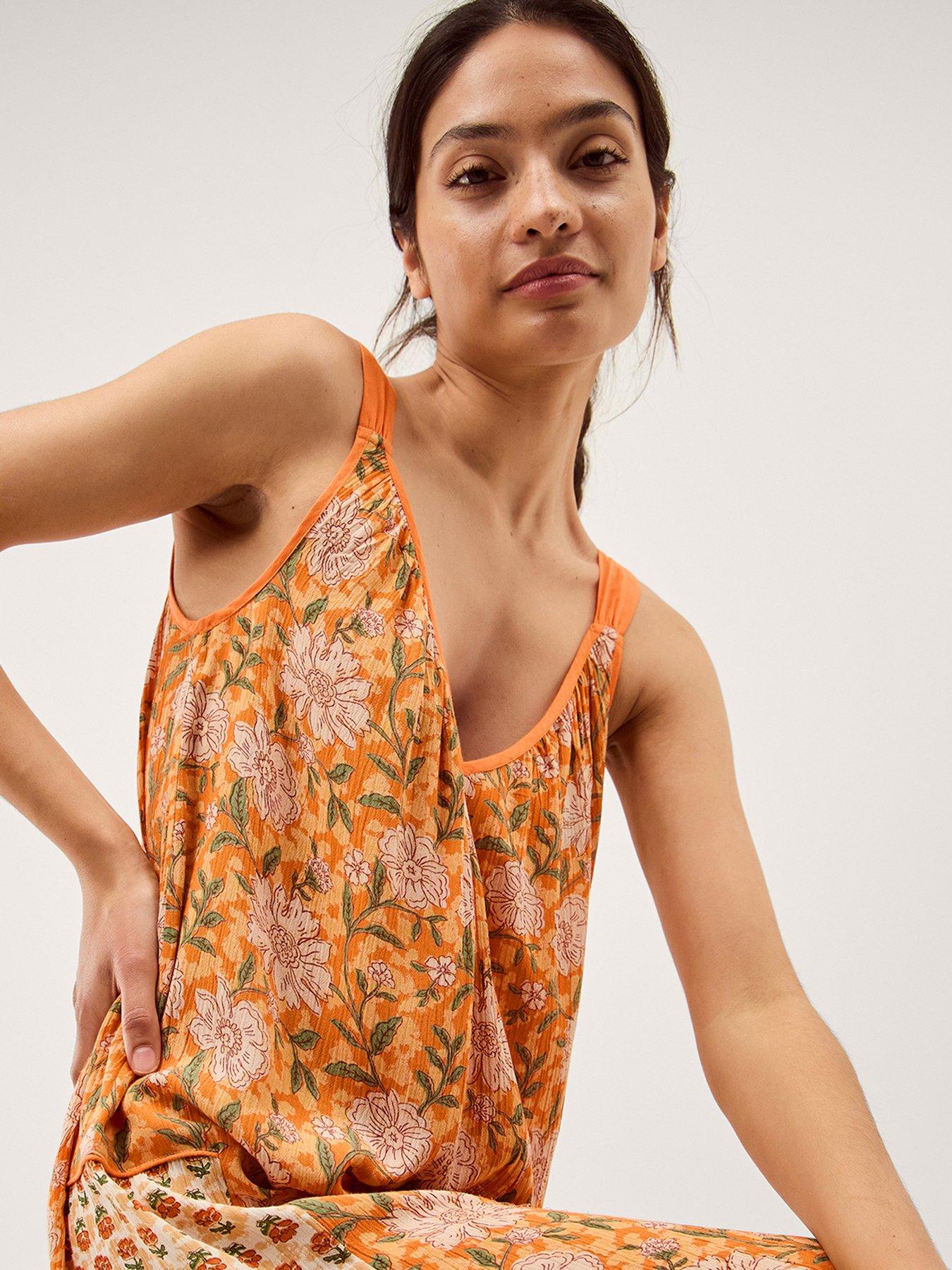 Image 4 of 5 of Monsoon Carris Floral Romper - Orange