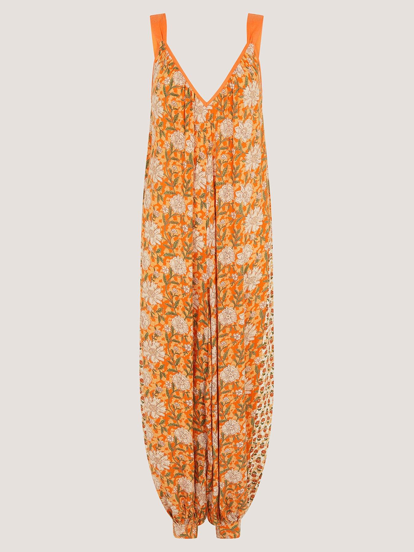 Image 5 of 5 of Monsoon Carris Floral Romper - Orange