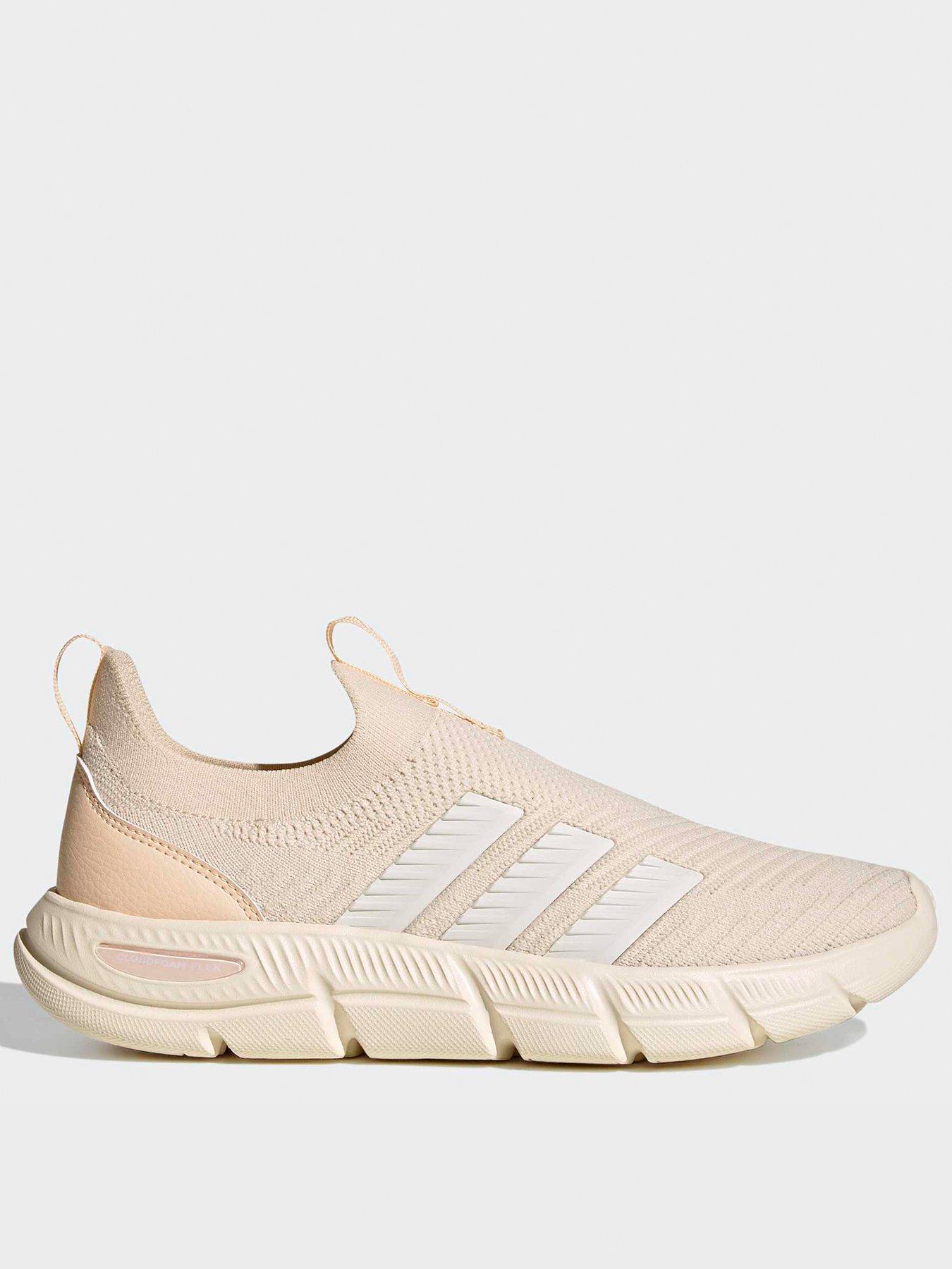 adidas Women's Cloudfoam Flex Sock Trainers- White / Off White / Sand Strata