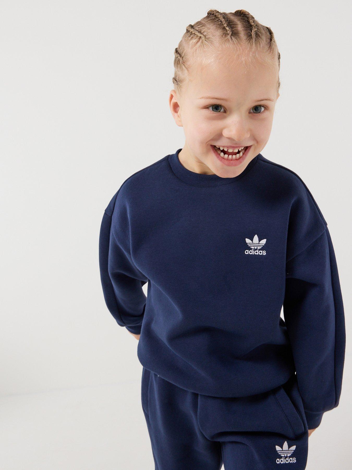 adidas Originals Kids Unisex Loose Crew Jogger Set, Legink, Size 3-4 Years