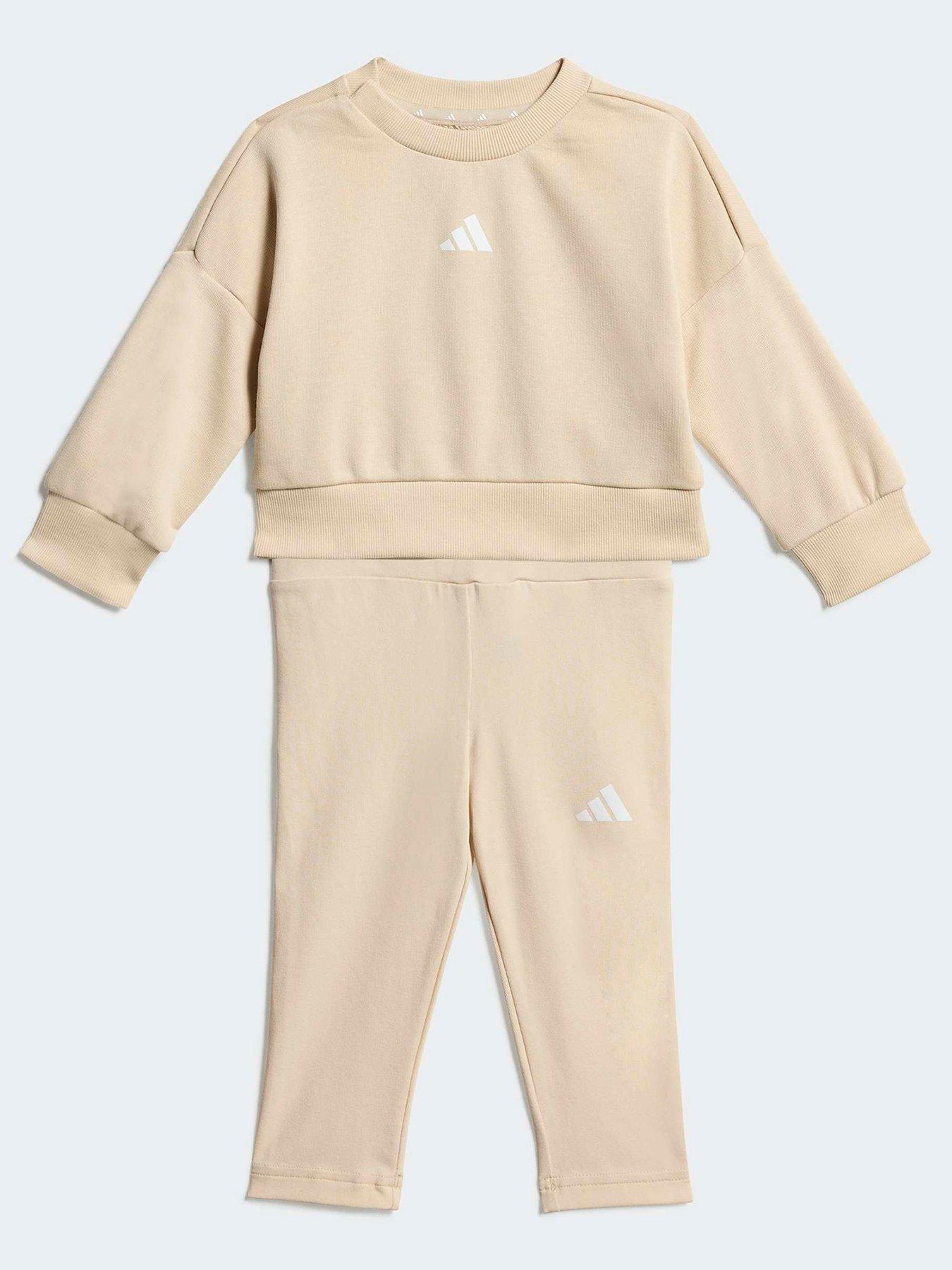 adidas Sportswear Infant Unisex Seasonals Sweat Set Infants, Beige, Size 0-3 Months