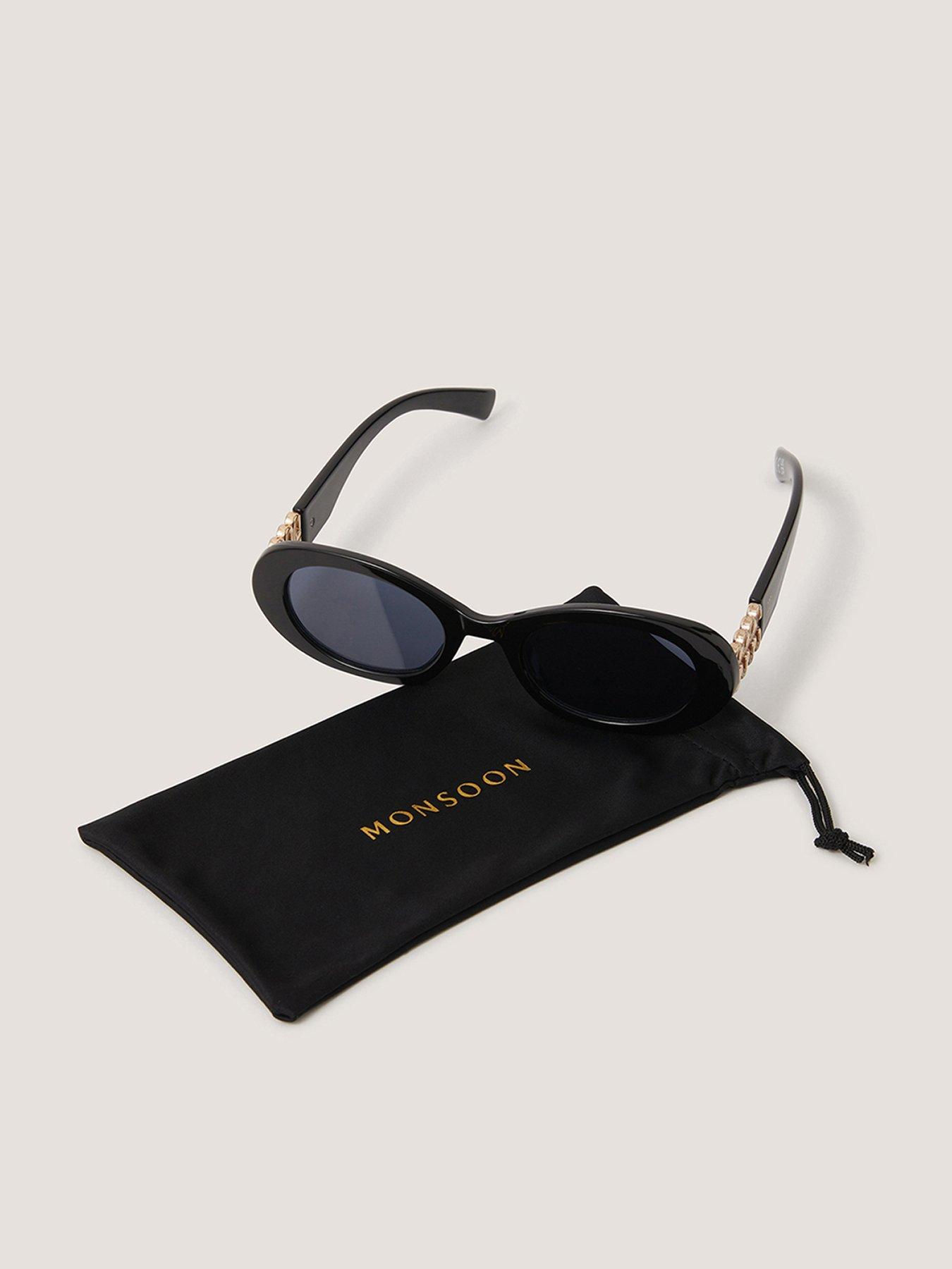 Monsoon Narrow Gold Trim Sunglasses - Black
