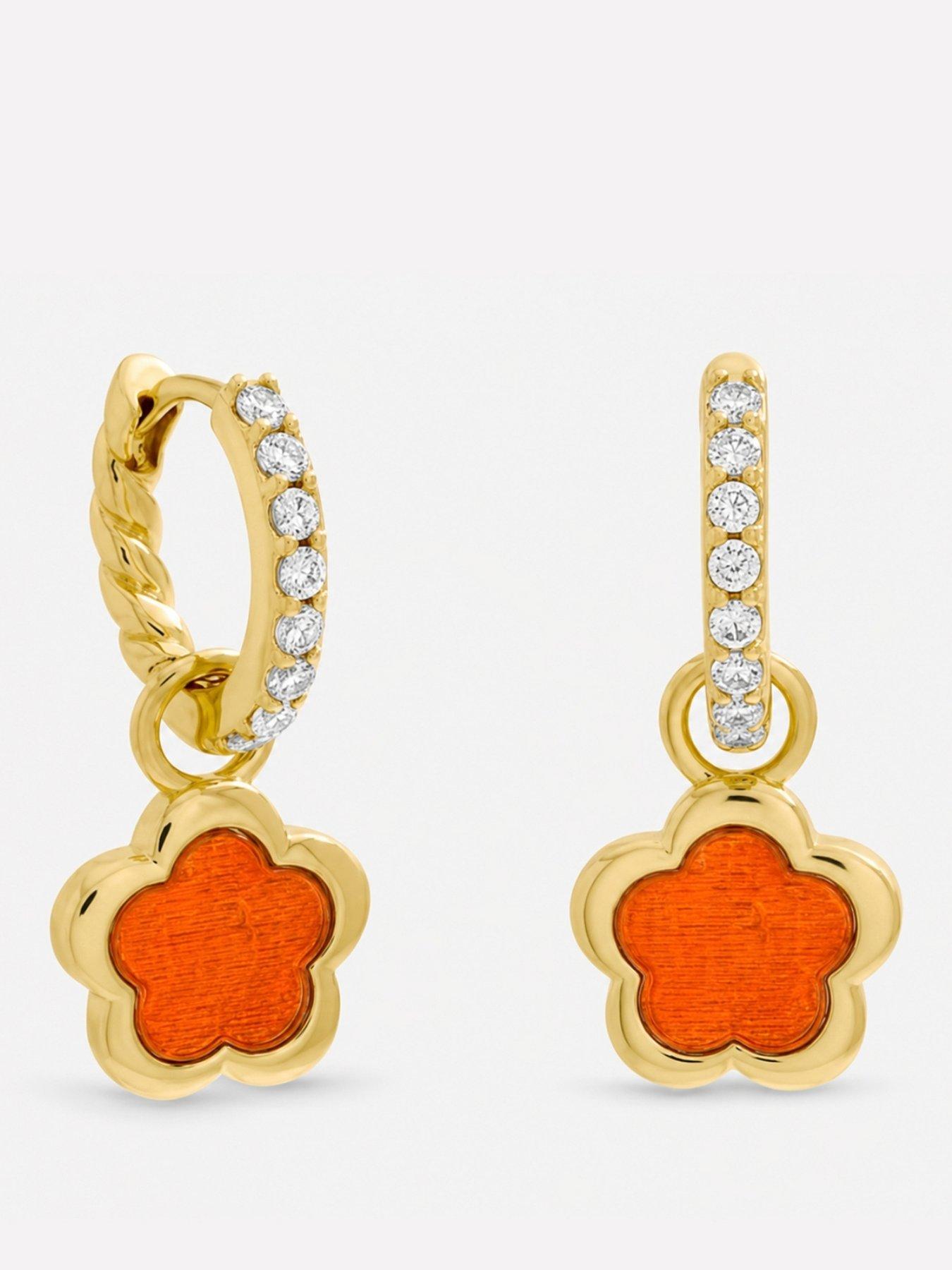 Inicio Gold Plated and Cherry Red Flower Earrings - Gift Pouch