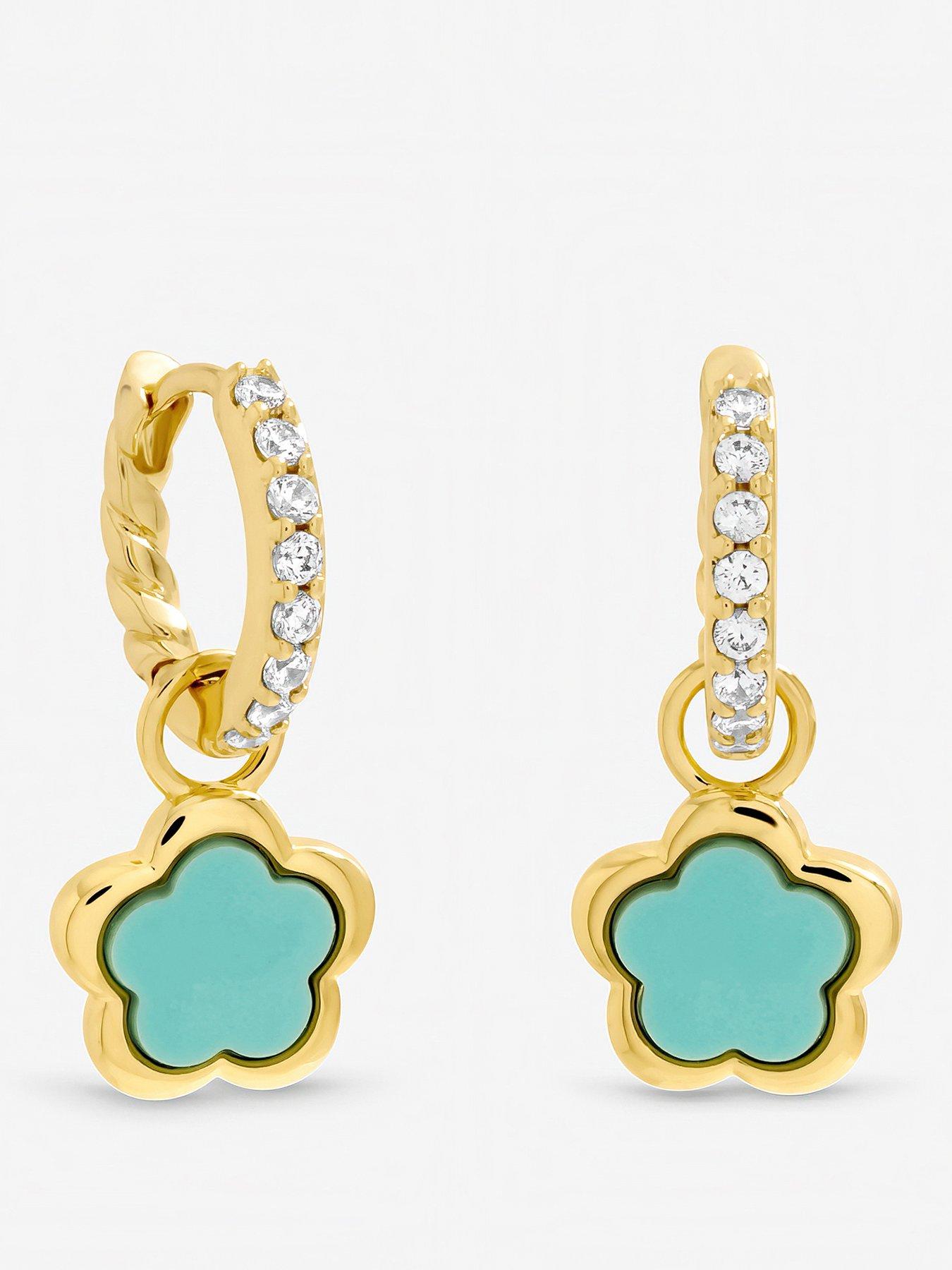 Inicio Gold Plated and Blue Flower Earrings - Gift Pouch