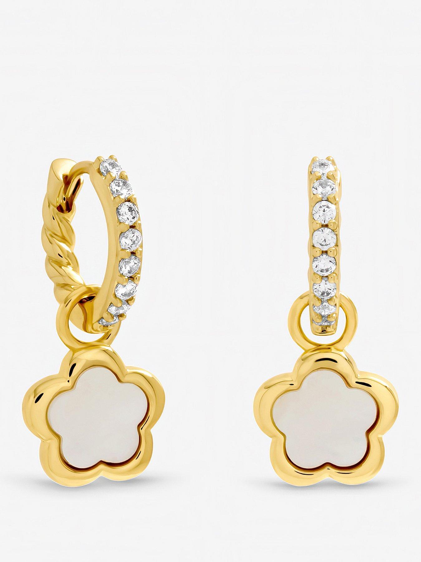 Inicio Gold Plated and Mother of Pearl Flower Earrings - Gift Pouch