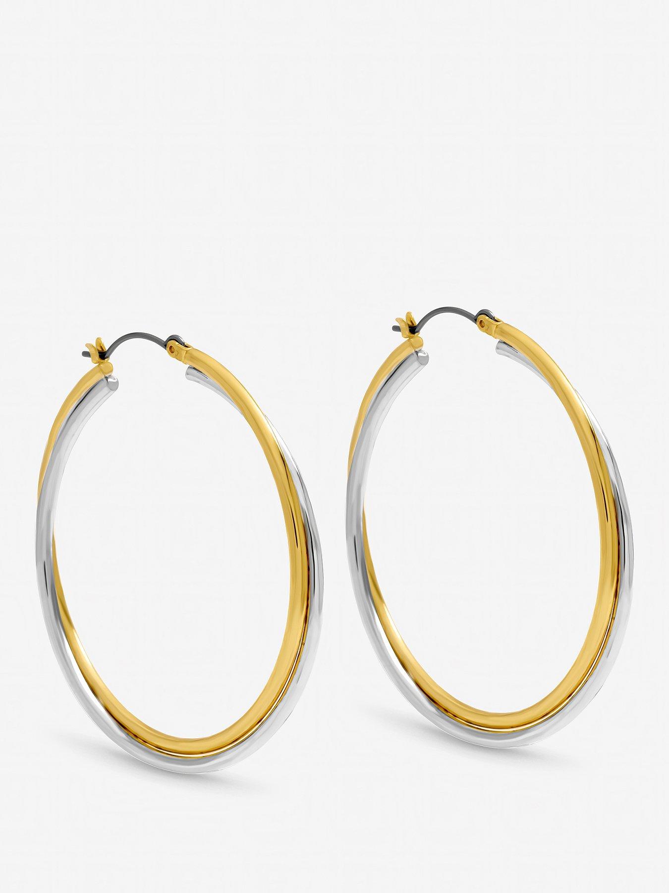 Inicio Inicio Two Tone Large Hoop Earrings - Gift Pouch