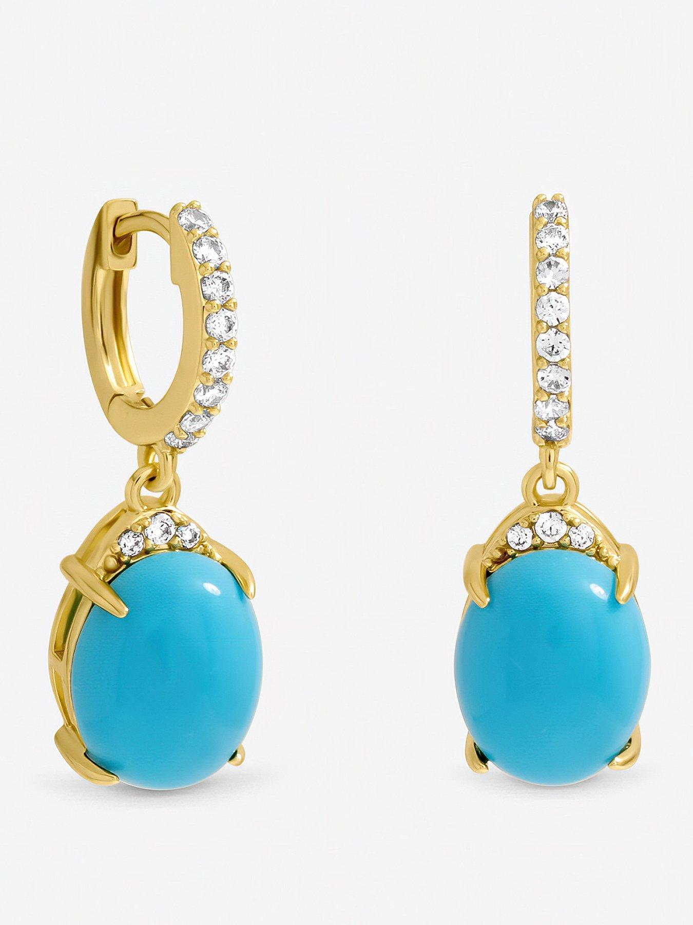 Jon Richard Gold Plated and Turquoise Stone Earrings