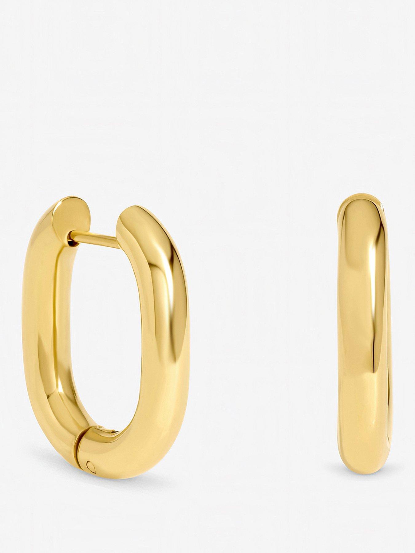 Jon Richard Gold Plated Waterproof Retangle Hoop Earrings