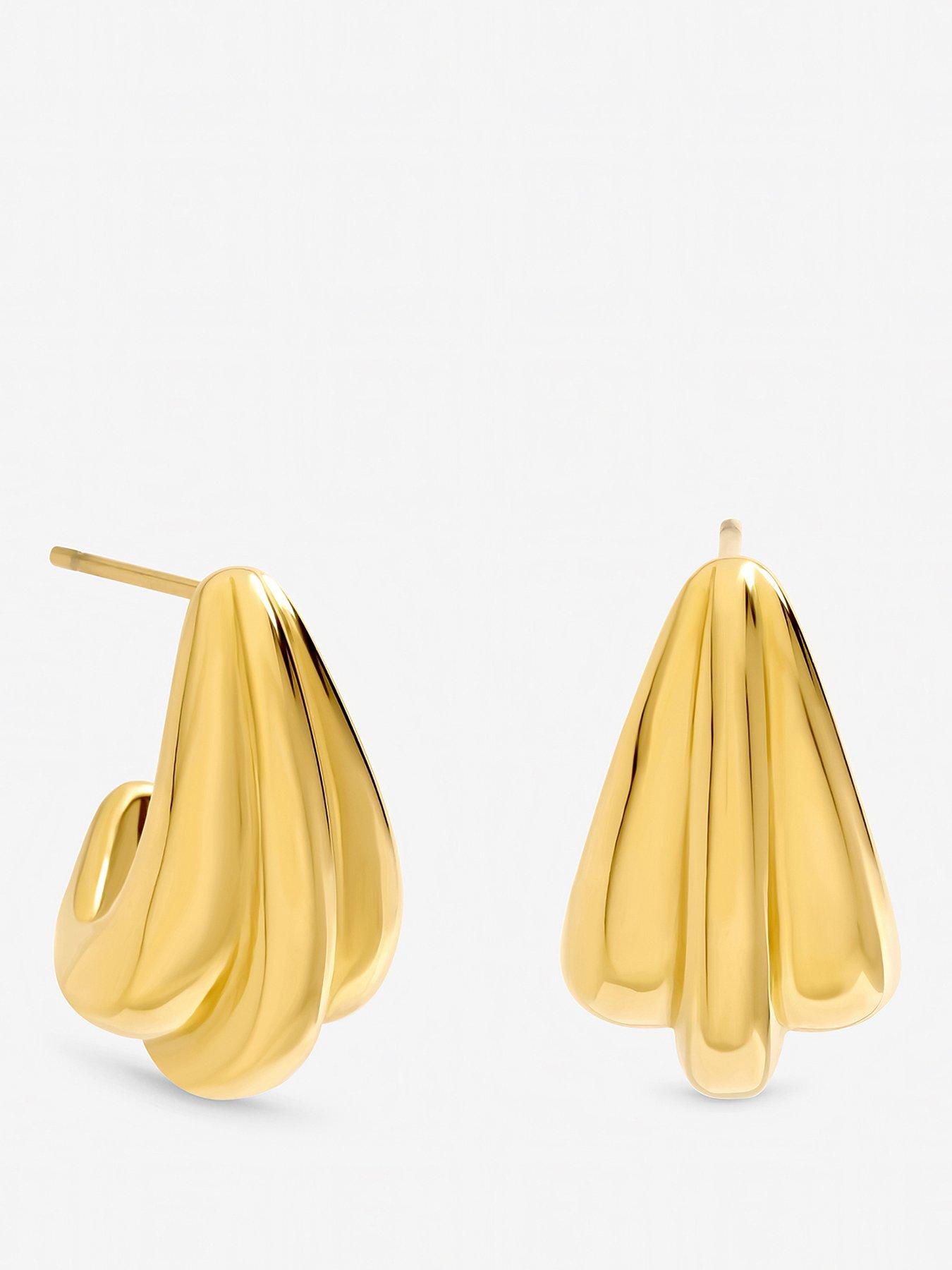 Jon Richard Gold Plated Waterproof Multirow Dome Hoop Earrings