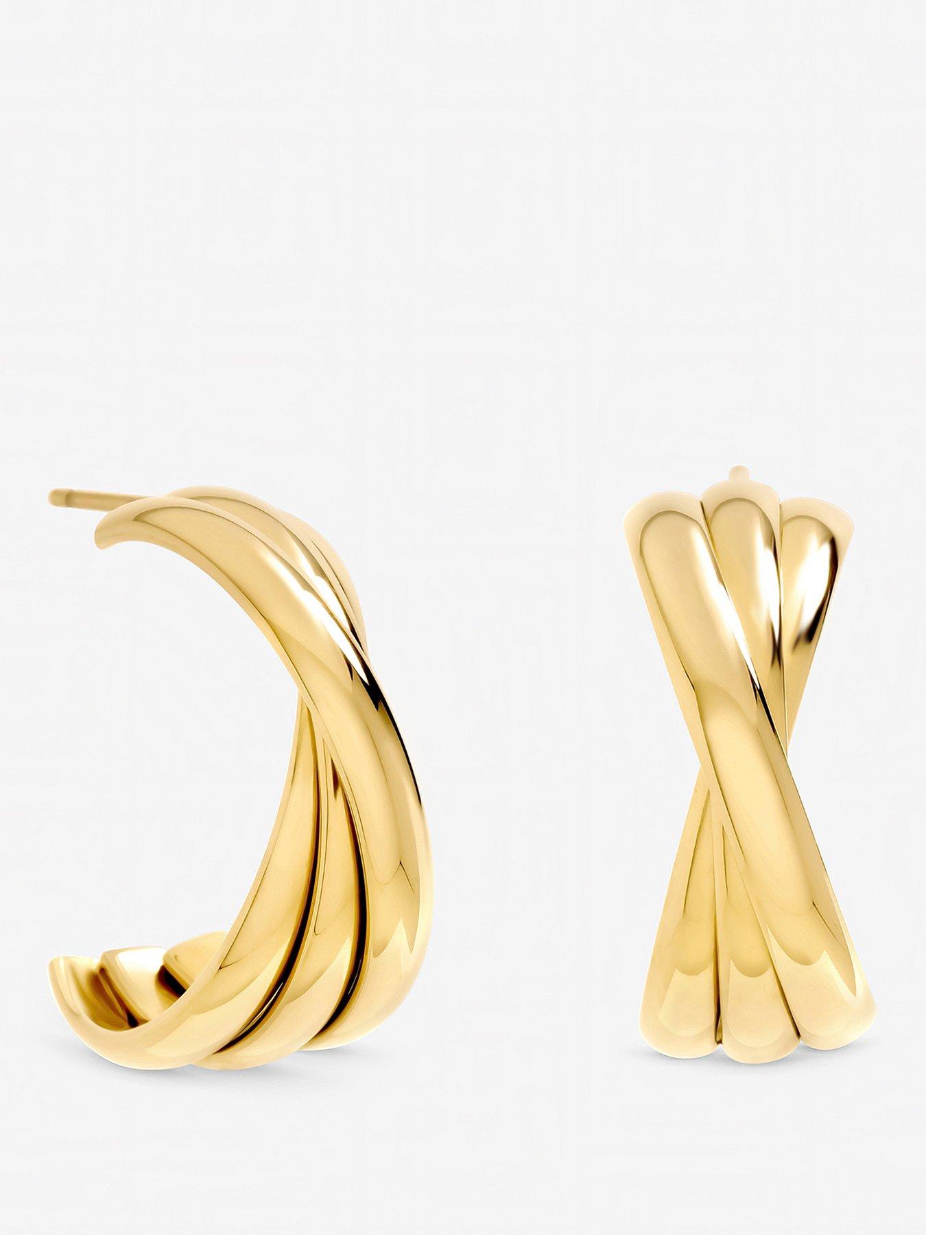Jon Richard Gold Plated Waterproof Interlock Hoop Earrings