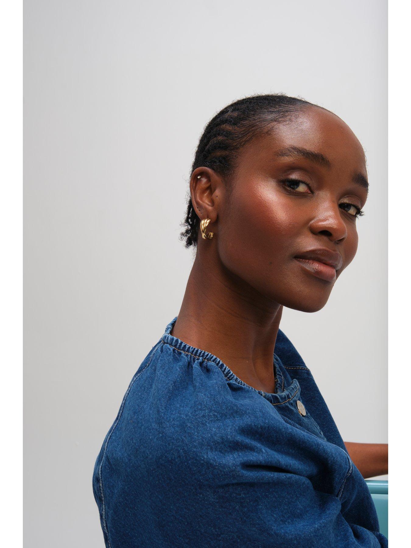 Image 2 of 3 of Jon Richard Gold Plated Waterproof Interlock Hoop Earrings