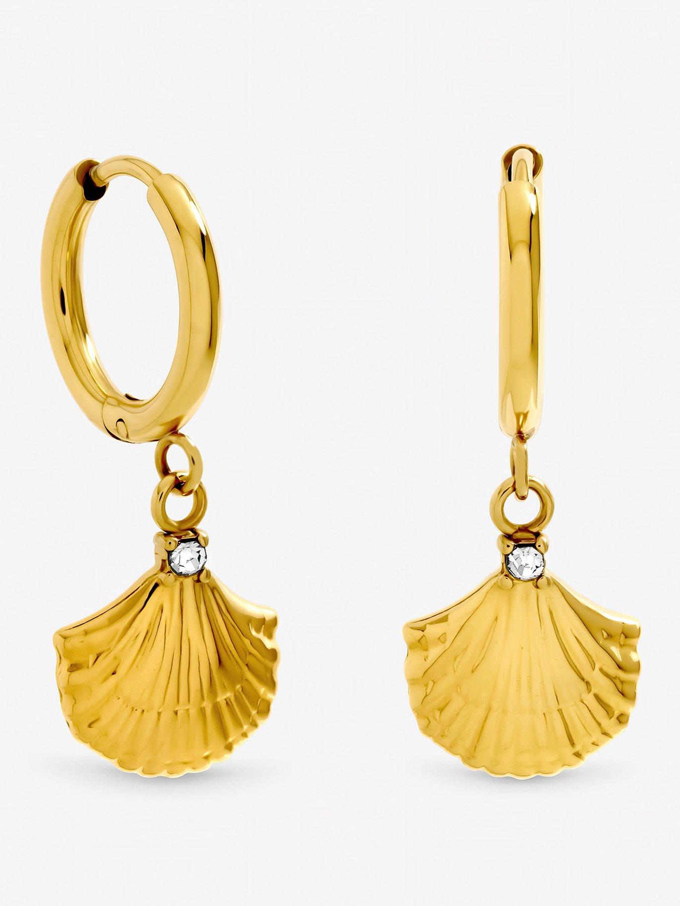 Image 1 of 3 of Jon Richard Gold Plated Waterproof Shell Hoop Earrings