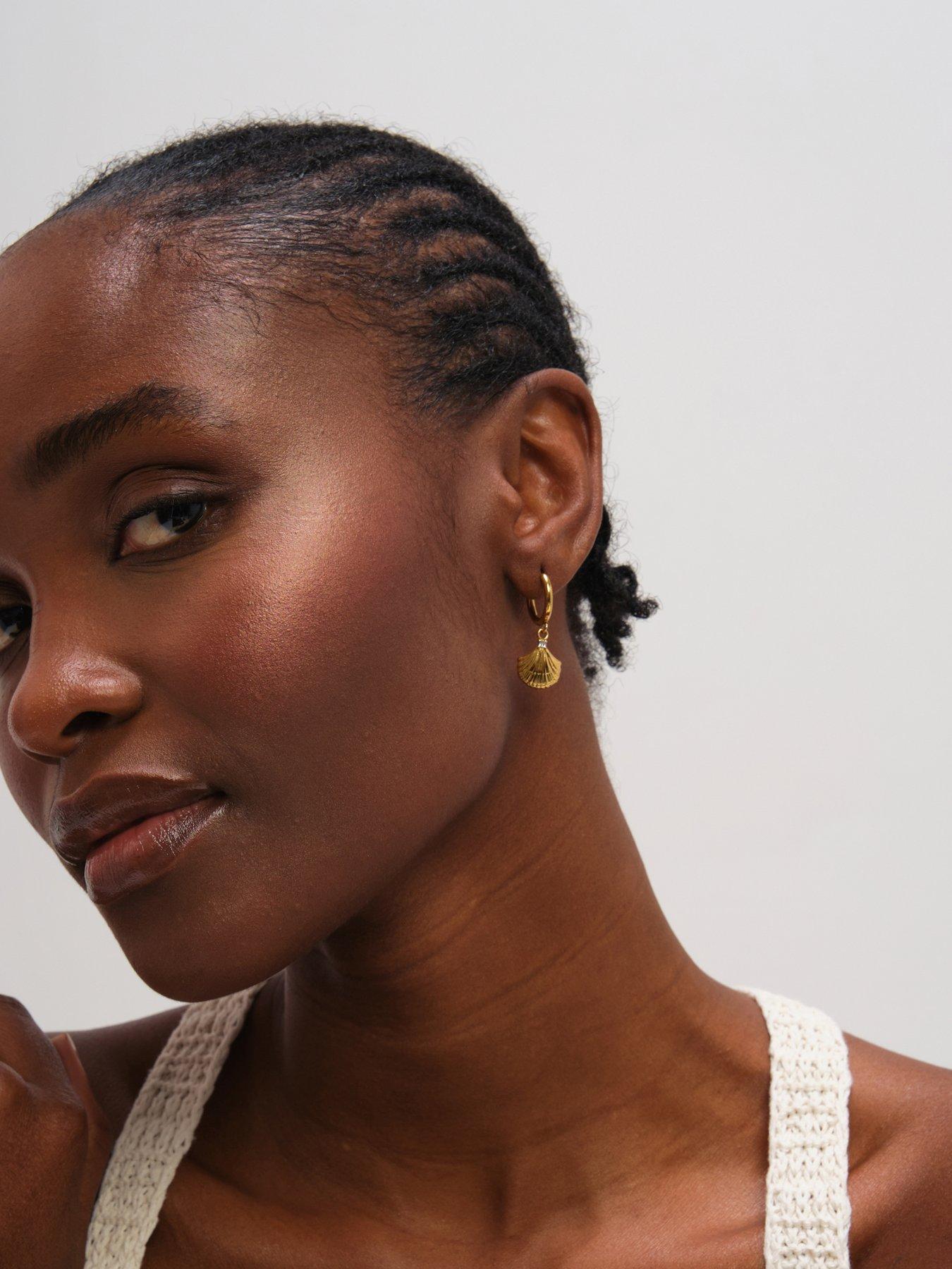 Image 3 of 3 of Jon Richard Gold Plated Waterproof Shell Hoop Earrings