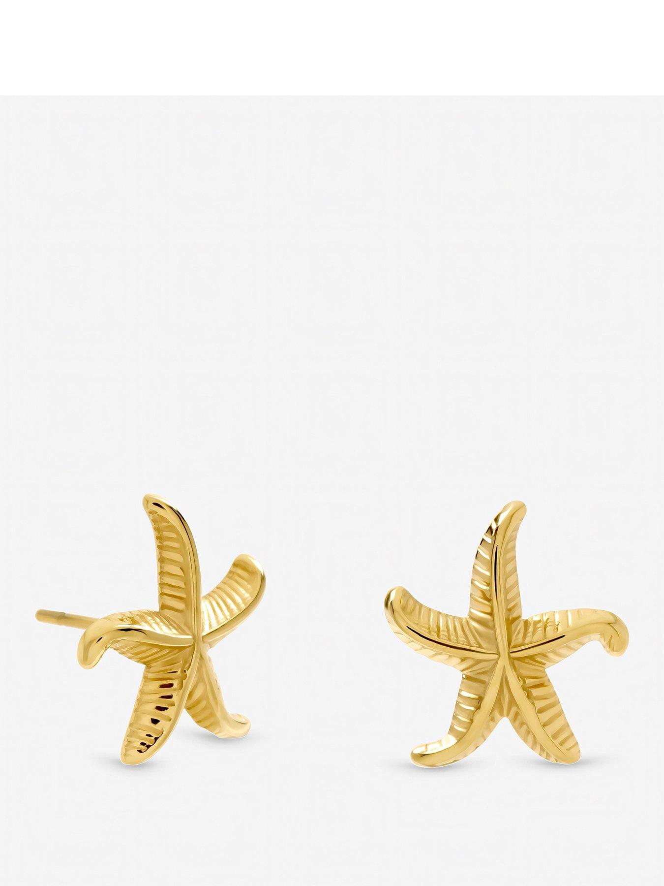 Jon Richard Gold Plated Waterproof Coastal Starfish Earrings