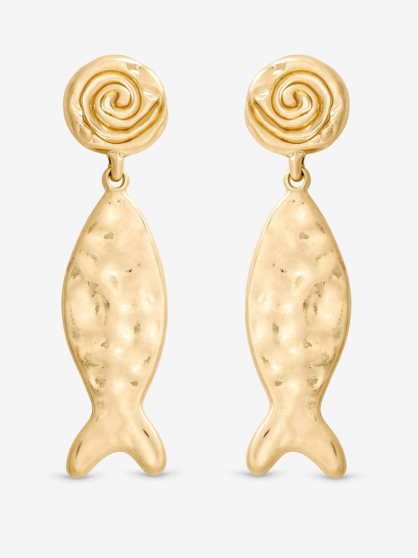 Mood Mood Gold Molten Fish Statement Earrings