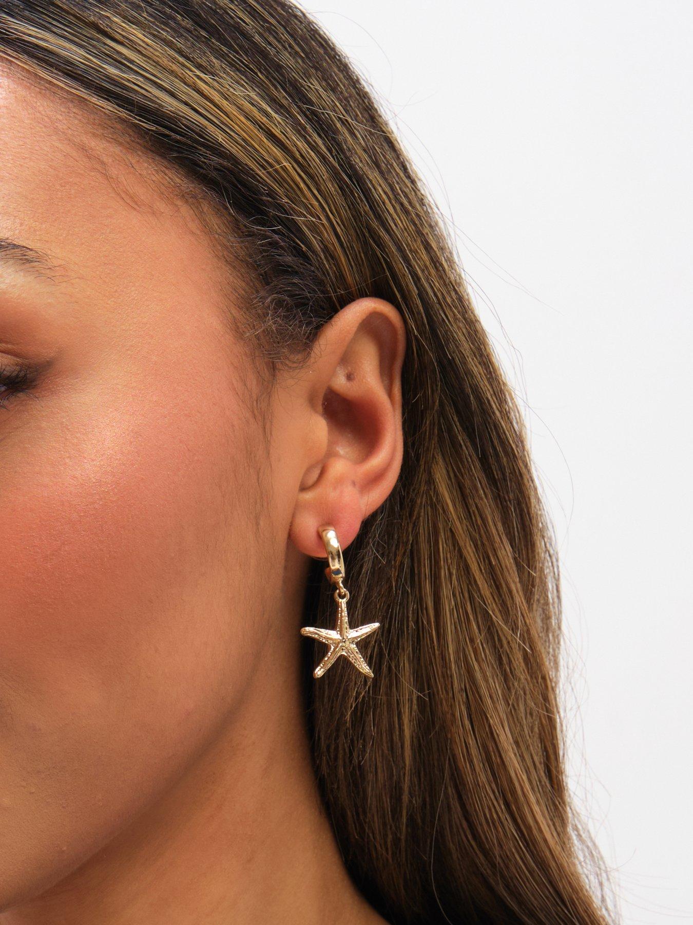 Image 3 of 4 of Mood Gold Plated Real Shell Charm Earrings - Pack of 3