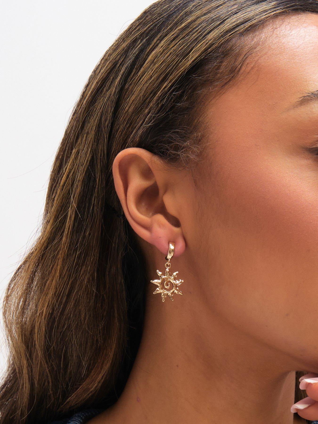 Image 4 of 4 of Mood Gold Plated Real Shell Charm Earrings - Pack of 3