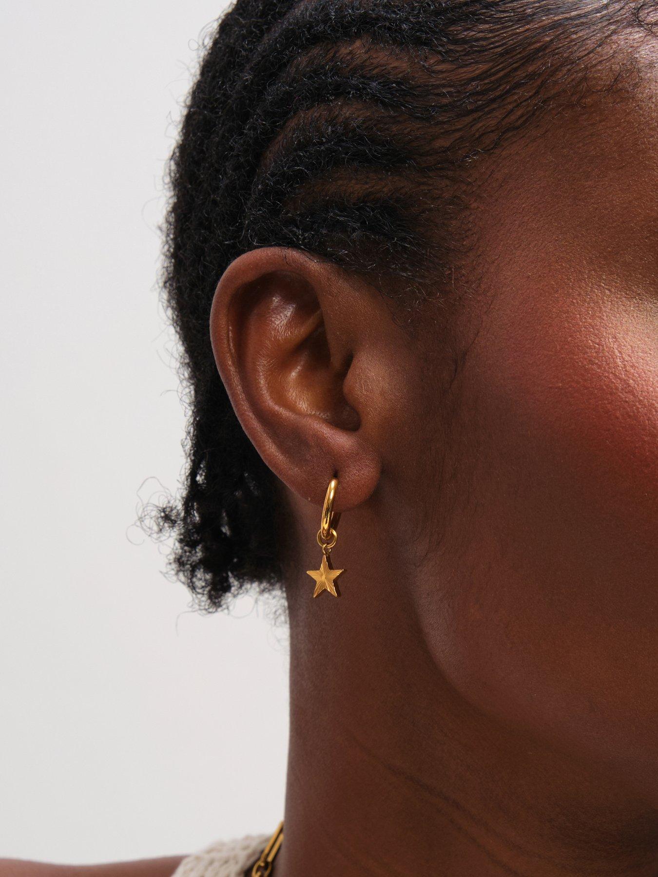 Image 2 of 3 of Jon Richard Gold Plated Waterproof Diamond Cut Star Huggie Earrings