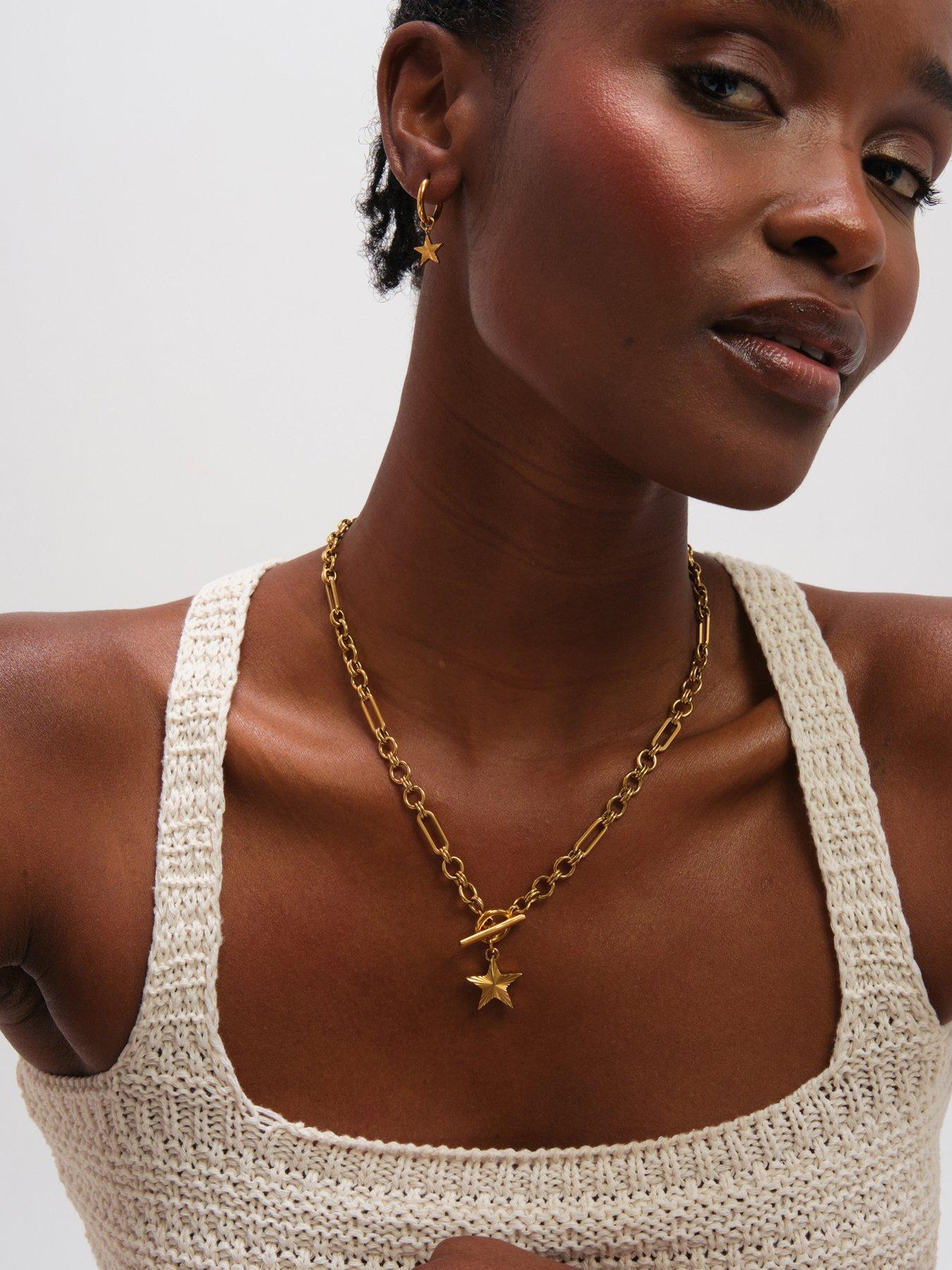 Image 3 of 3 of Jon Richard Gold Plated Waterproof Diamond Cut Star Huggie Earrings