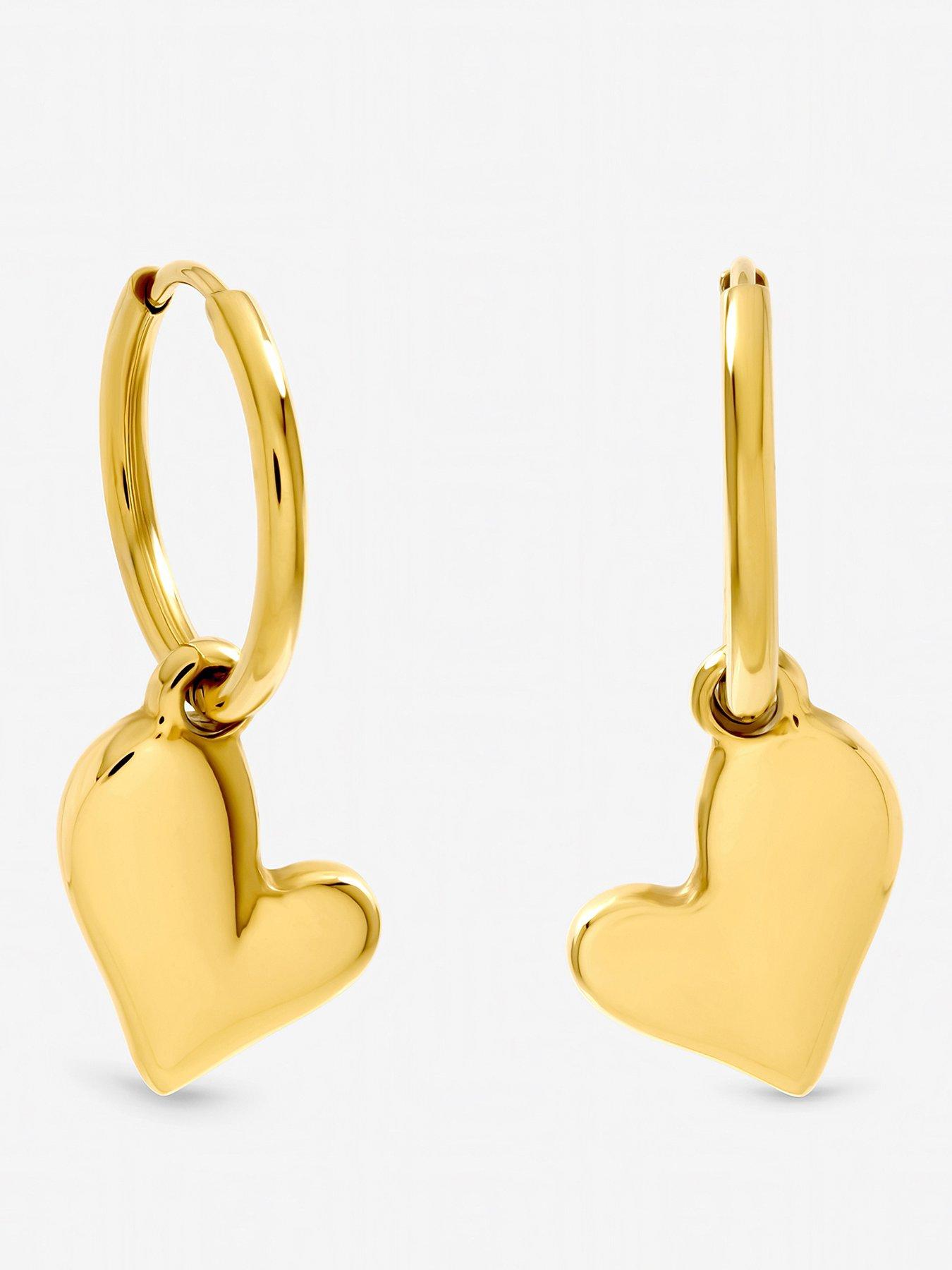 Jon Richard Gold Plated Waterproof Heart Charm Hoop Earrings