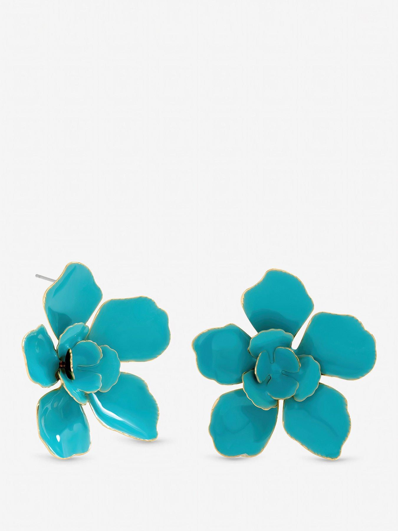 Mood Mood Turquoise Statement Flower Earrings