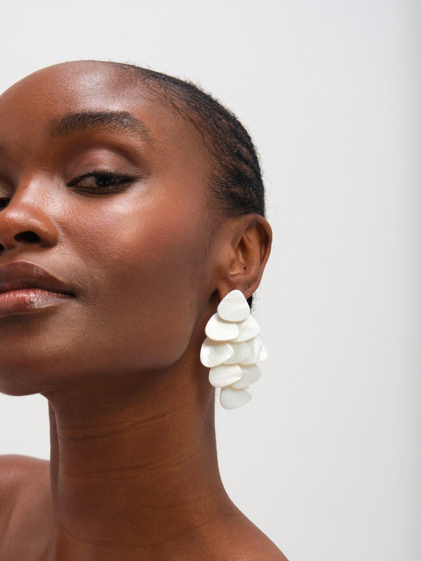 Image 3 of 3 of Mood MOOD STATEMENT SHELL DROPLET EARRINGS