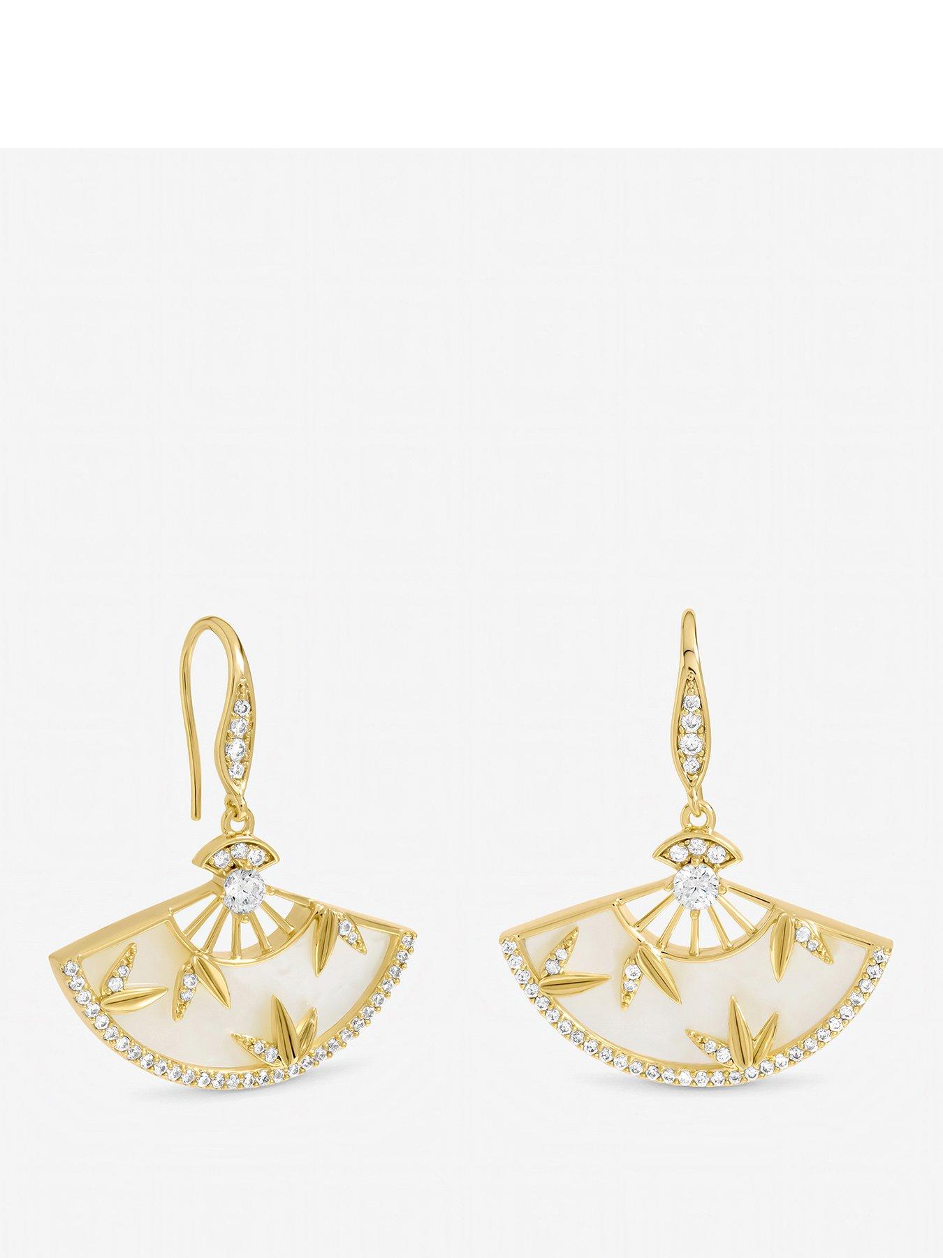 Jon Richard Gold Plated Mother of Pearl Fan Earrings