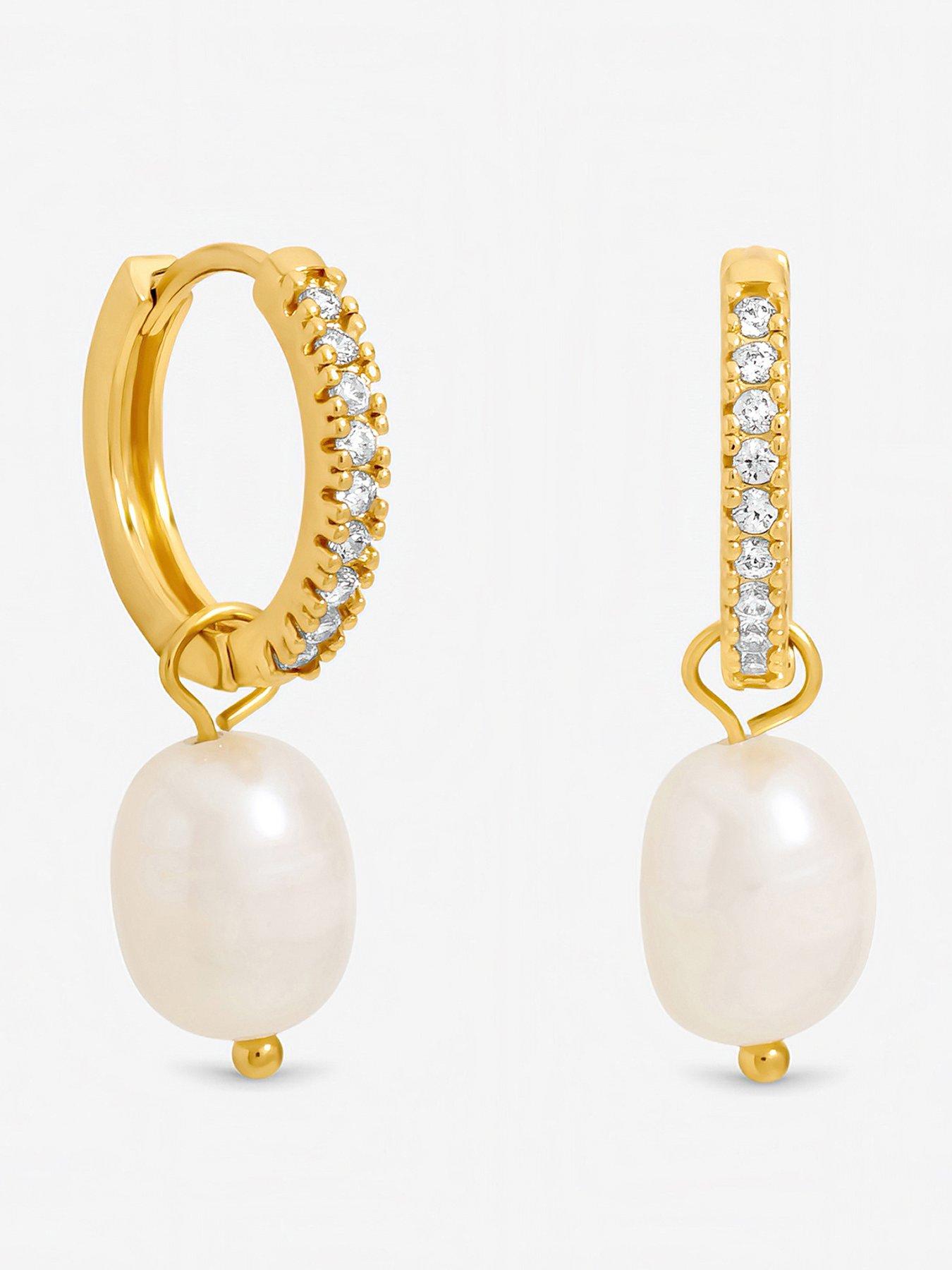 Jon Richard Gold Plated Real Freshwater Pearl Huggie Earrings