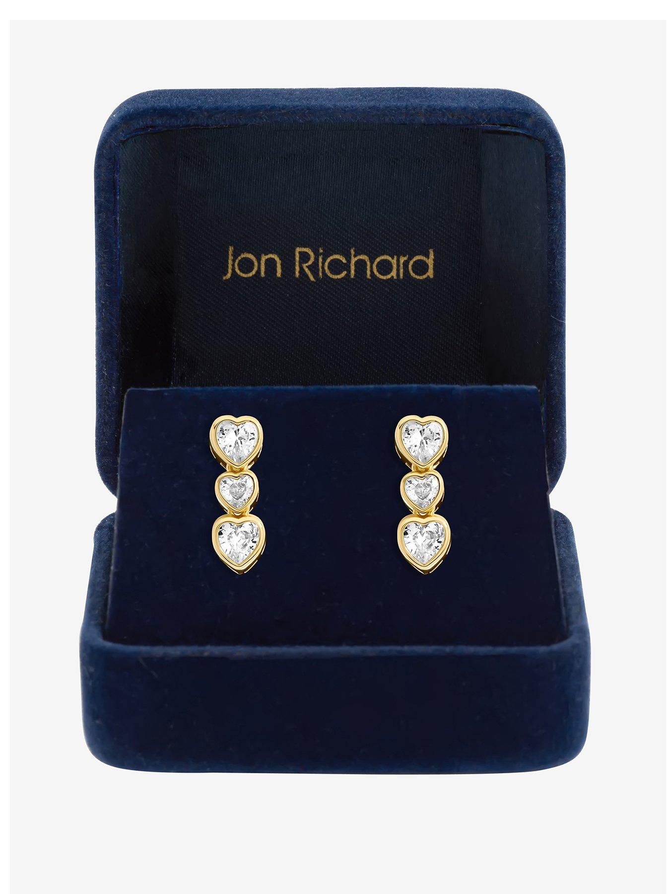 Jon Richard Gold Plated Cubic Zirconia Heart Drop Earrings