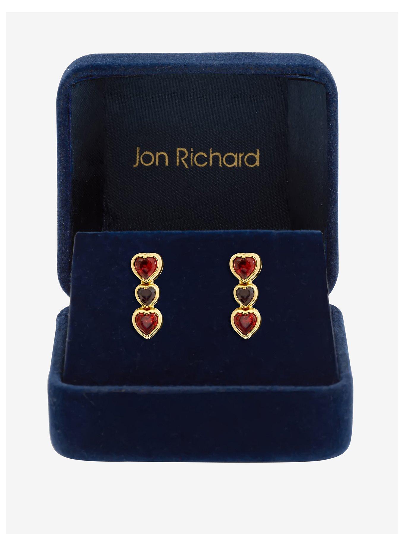 Jon Richard Gold Plated Cubic Zirconia Red Heart Drop Earrings