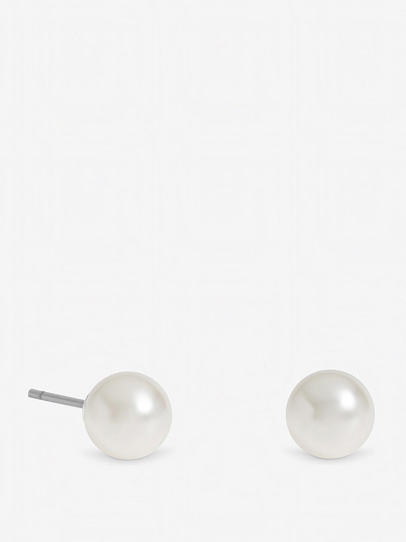 Jon Richard Silver Plated Small White Pearl Stud Earrings