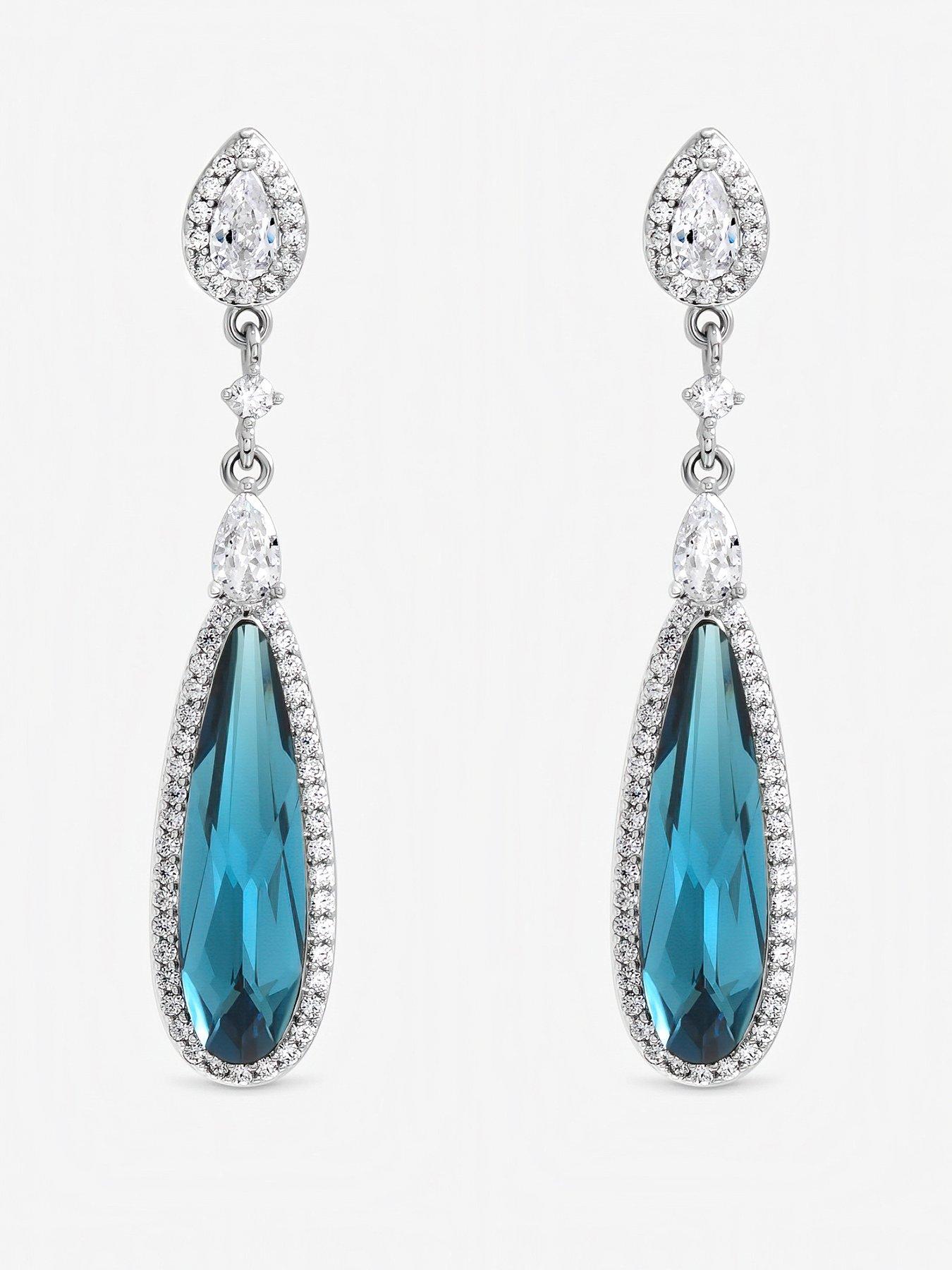 Jon Richard Gold Plated and Tanzanite Pear Drop Earrings