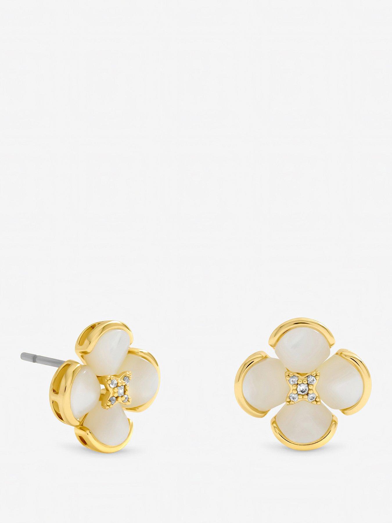 Jon Richard Gold Plated Mother of Pearl Flower Stud Earrings