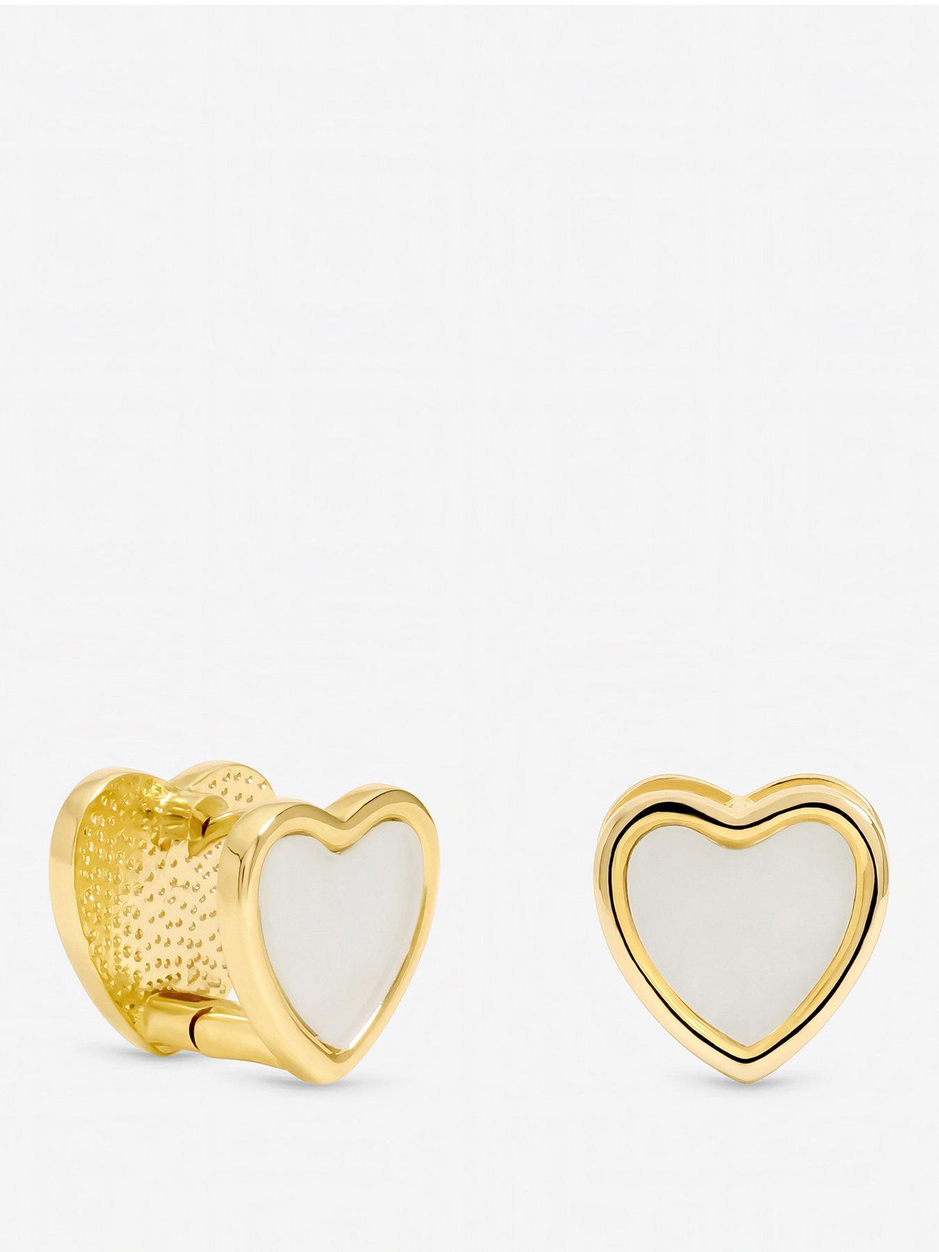 Jon Richard Gold Plated Mother of Pearl Heart Hoop Earrings