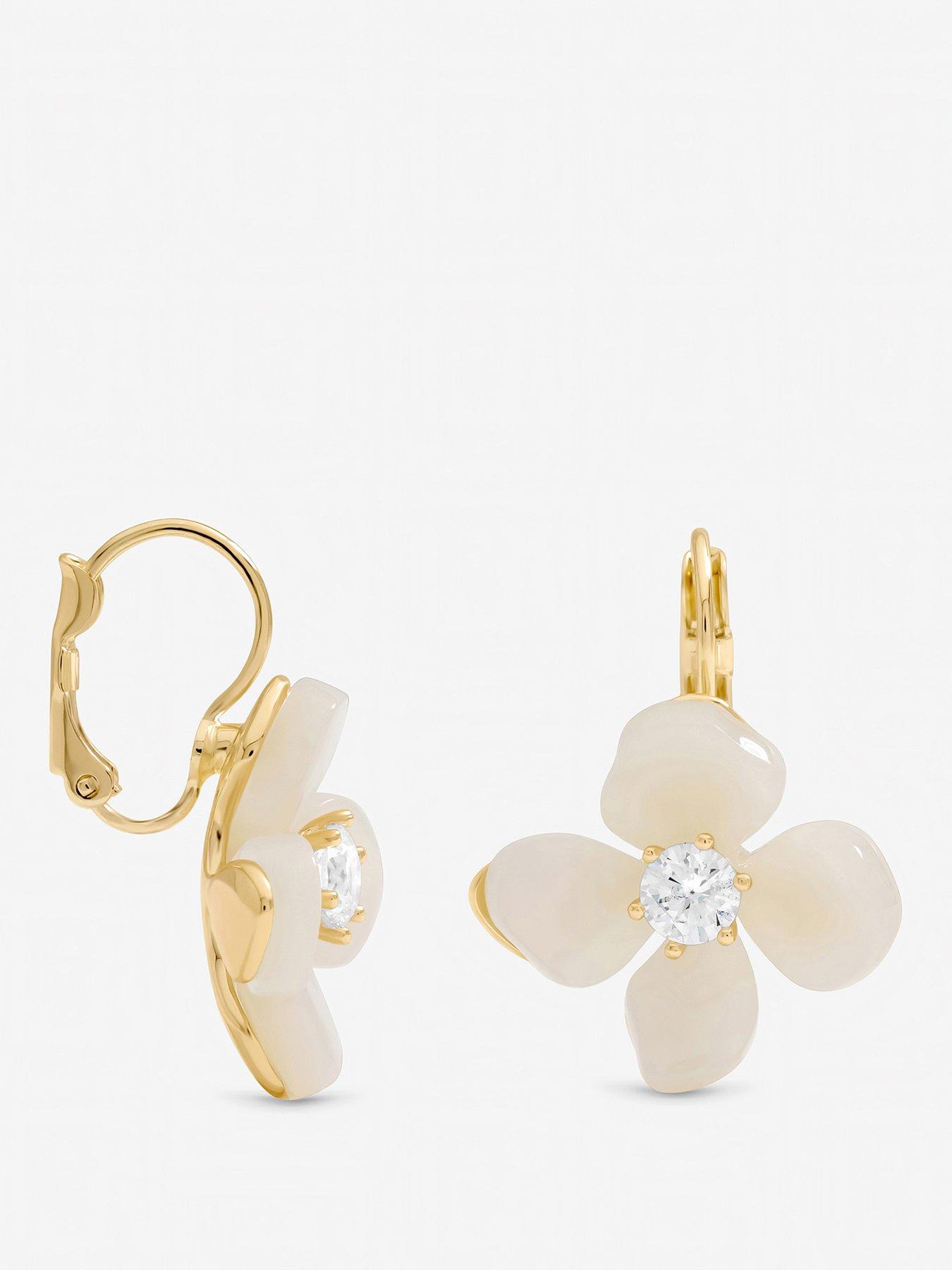 Jon Richard Gold Plated Resin Flower Drop Earrings