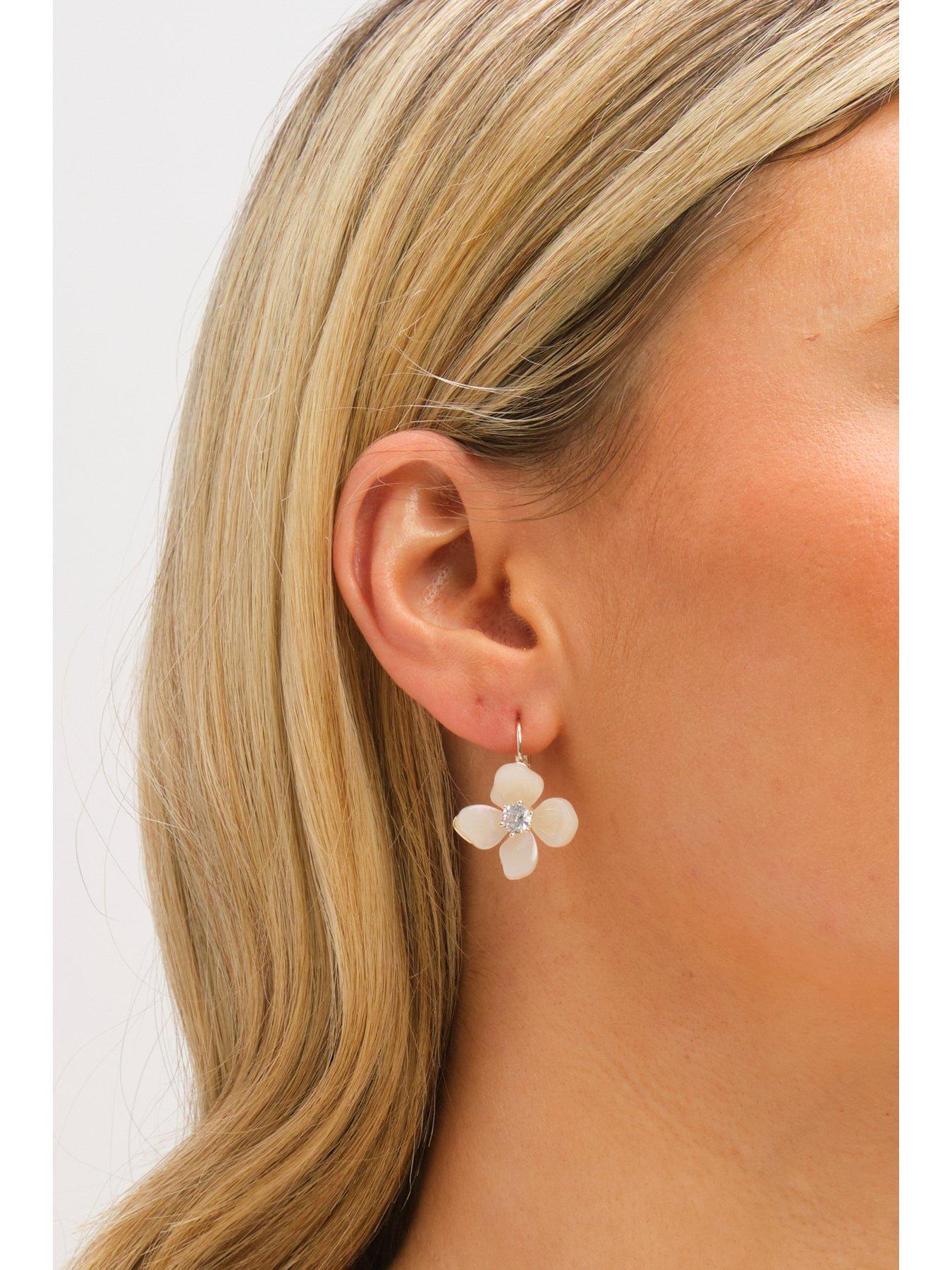 Image 3 of 3 of Jon Richard Gold Plated Resin Flower Drop Earrings