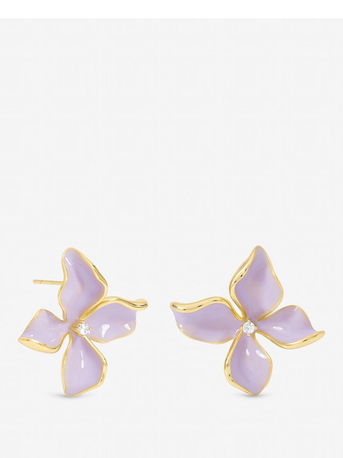 Jon Richard Gold Plated and Purple Petal Flower Earrings