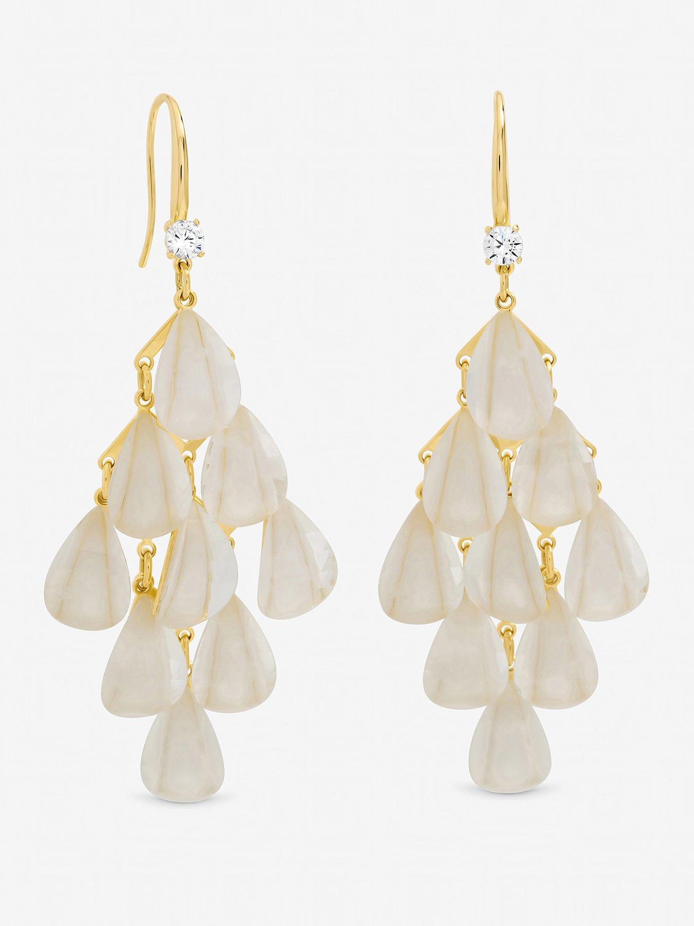 Jon Richard Gold Plated and Cream Droplet Earrings