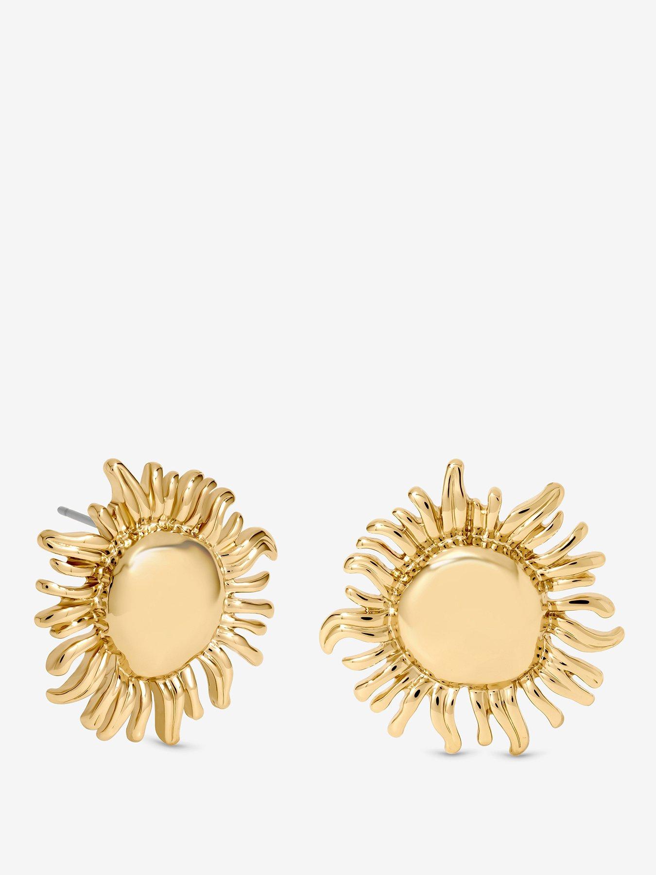 Mood Mood Gold Plated Sun Stud Earrings