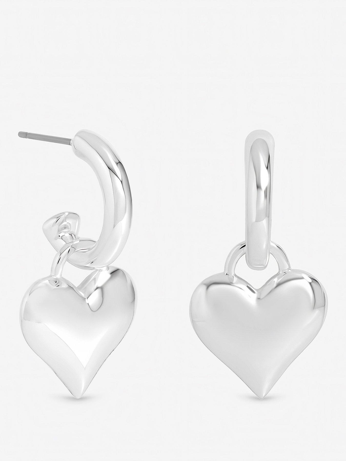 Mood Silver Plated Polished Heart Hoops