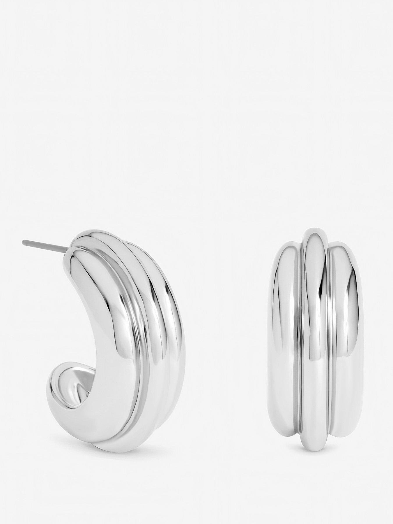 Mood Silver Plated Chubby Hoop Earrings
