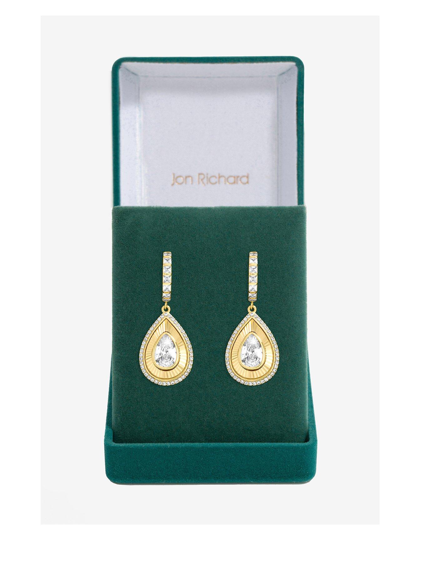 Jon Richard Gold Plated and Diamond Cut Peardrop Earrings