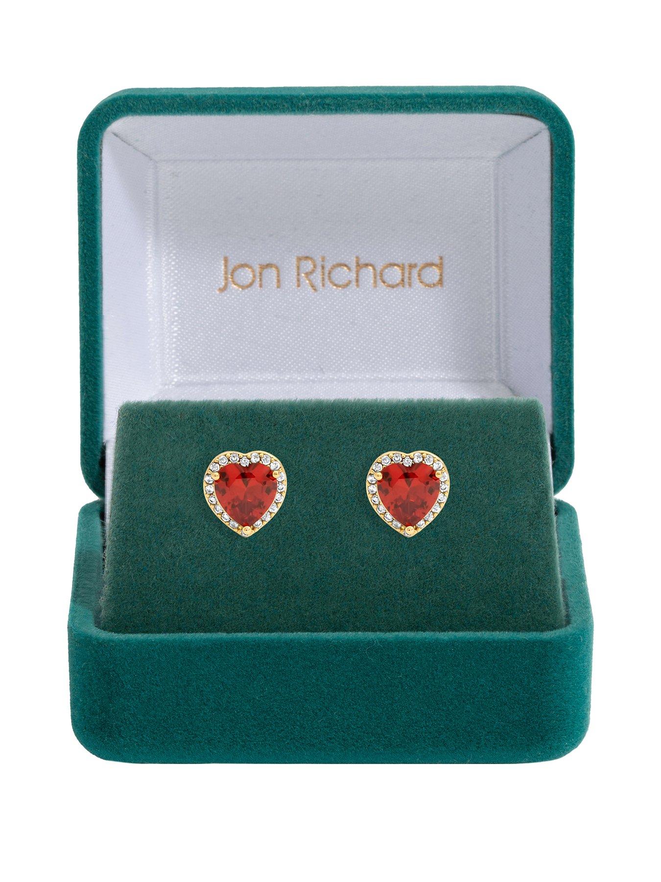 Jon Richard Gold Plated and Red Heart Earrings