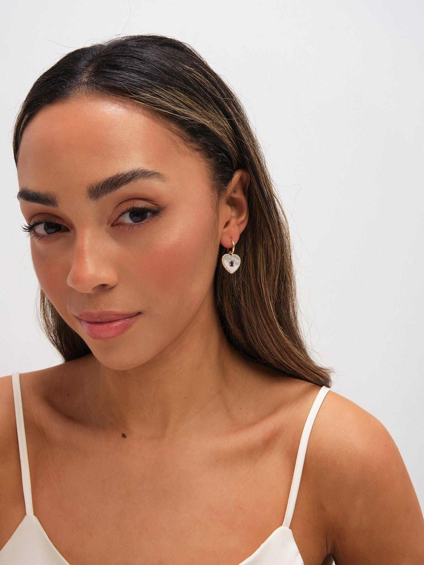 Jon Richard Gold Plated and Mother of Pearl Heart Earrings