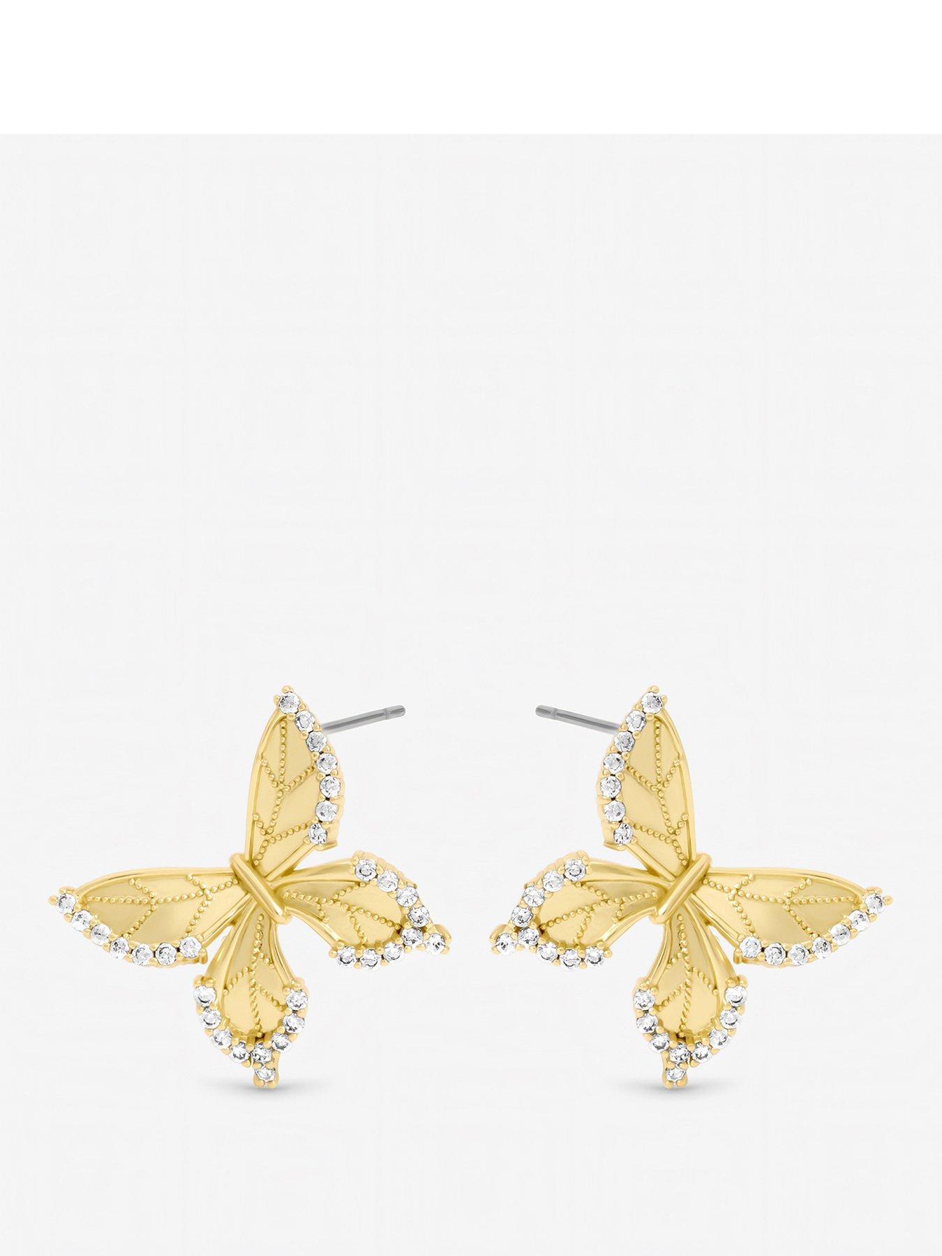 Jon Richard Gold Plated and Crystal Edge Butterfly Clip Earrings