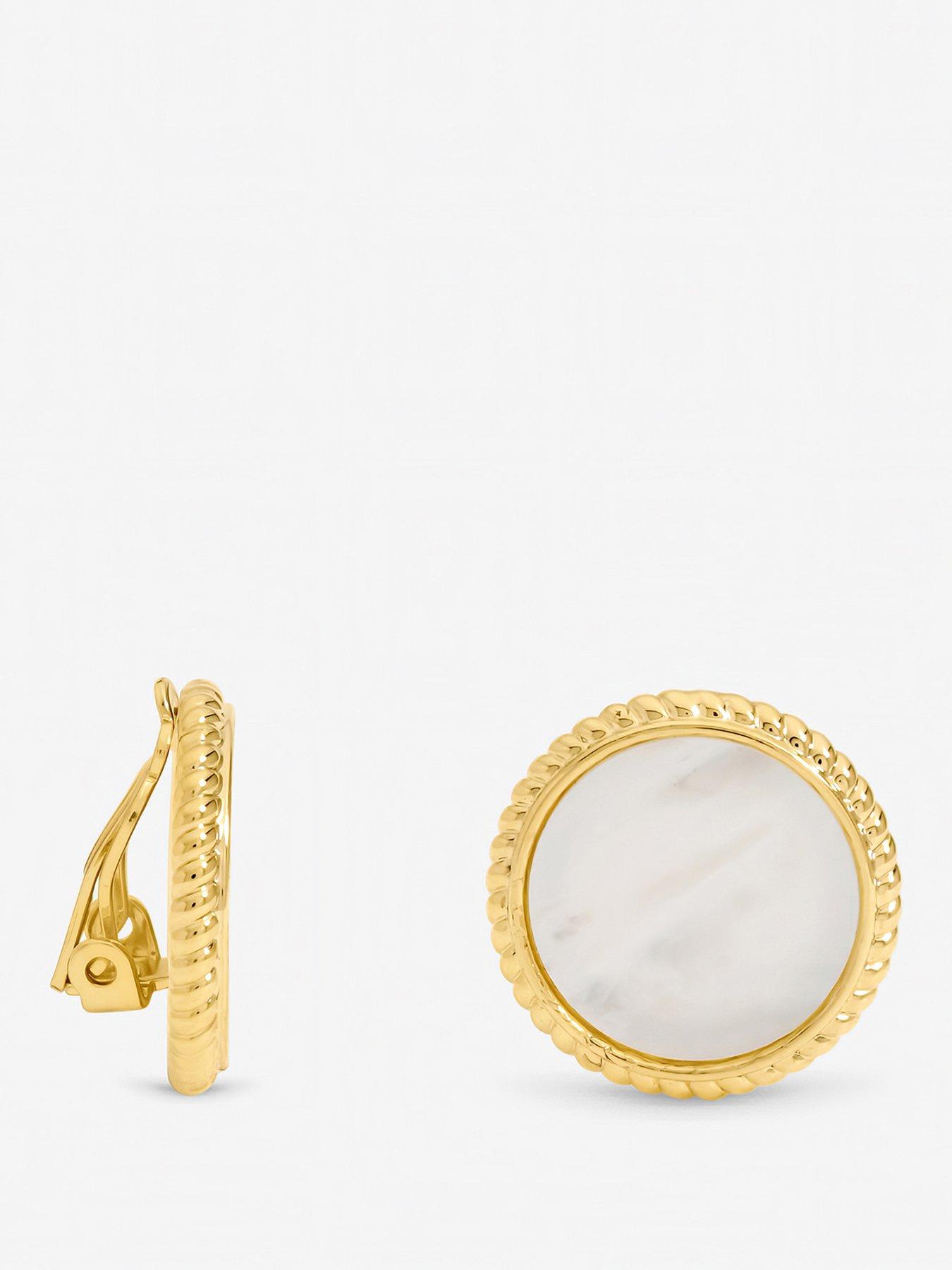 Jon Richard Gold Plated and Mother of Pearl Round Clip Earrings