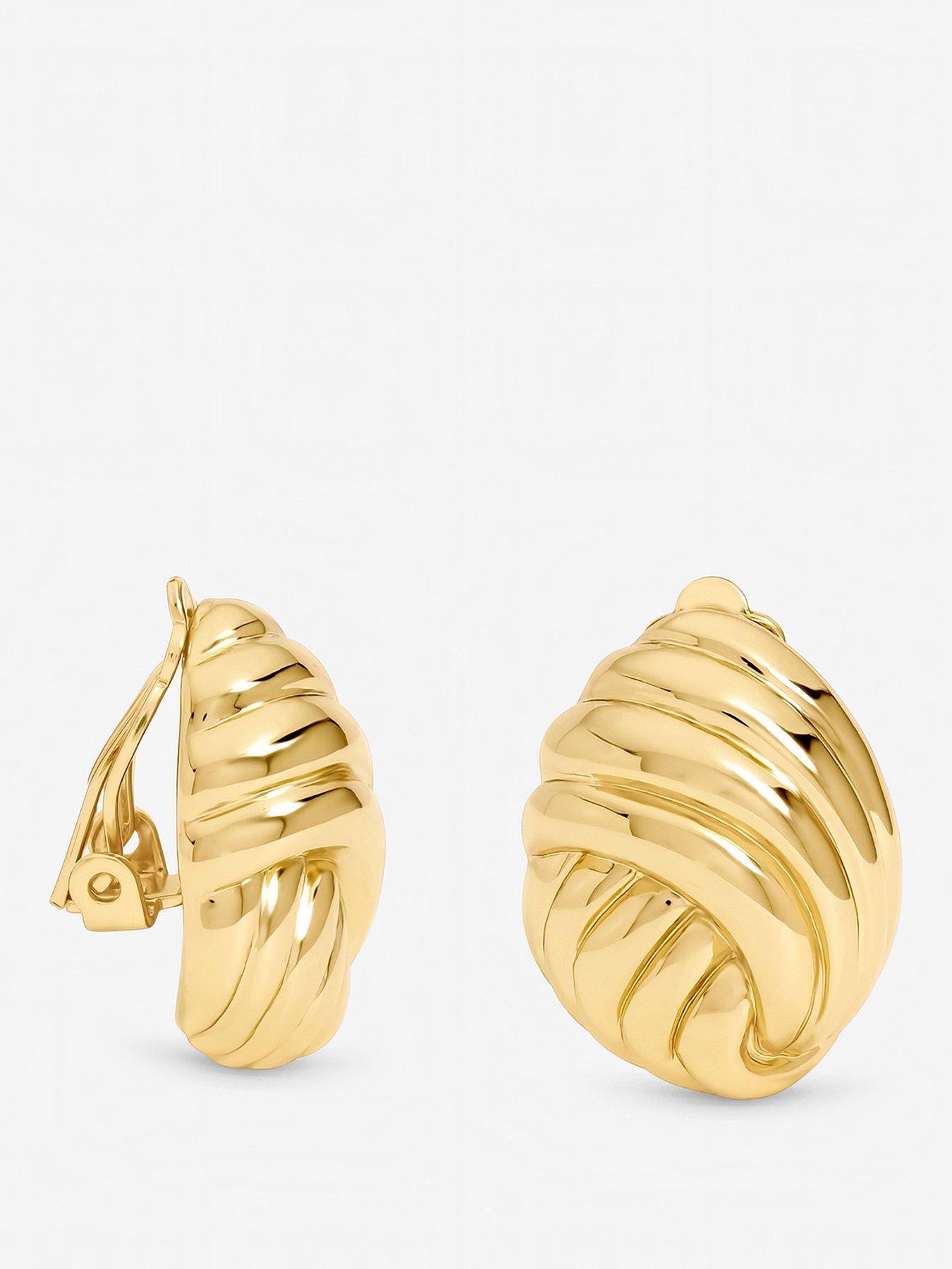Image 1 of 3 of Jon Richard Gold Plated Shell Clip Earrings